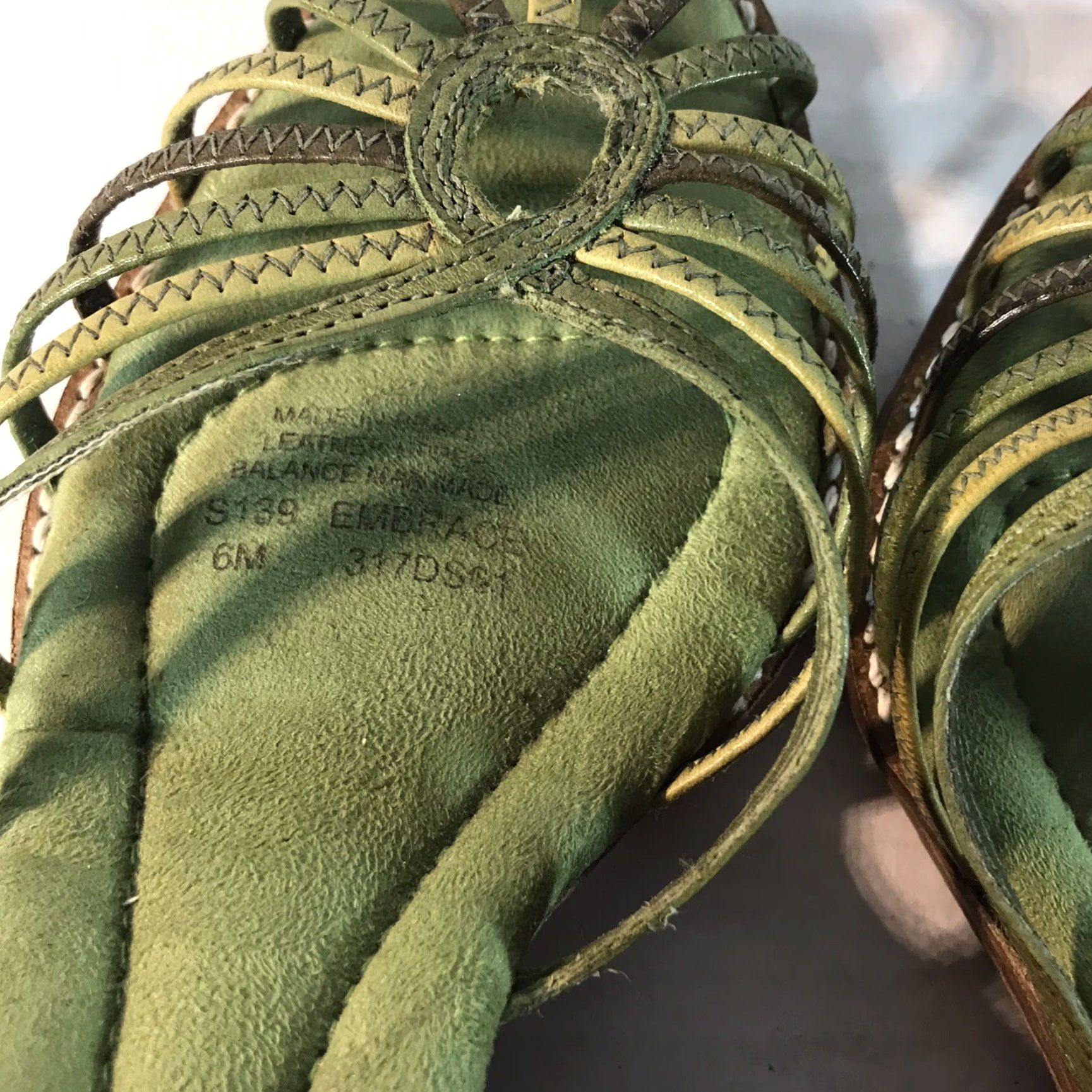 Vintage Dr. Scholl's Embrace Green Leather Strappy Wedge Sandals Womens Size 6M Size US 6 / IT 36 - 5 Thumbnail