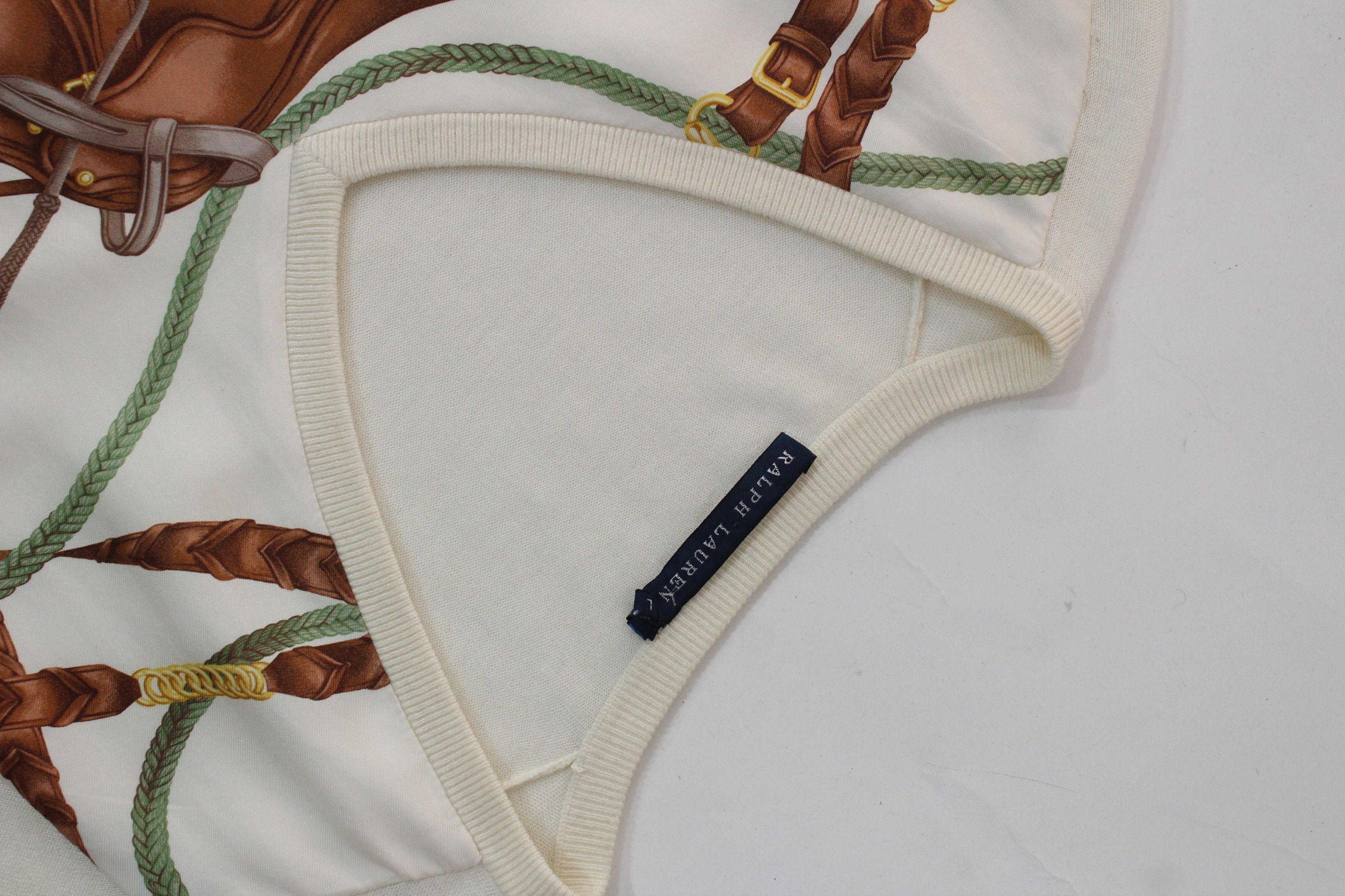 Ralph Lauren Polo Ralph Lauren Equestrian Bridle Print Silk Blend Jumper Size L / US 10 / IT 46 - 7 Thumbnail