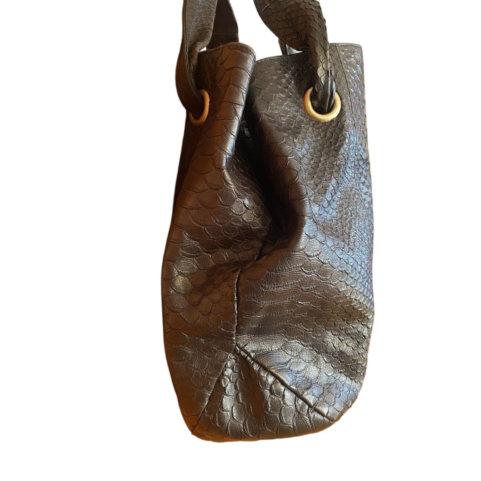 Furla Furla Brown Soft Croc Leather Shoulder Italian Bag Size ONE SIZE - 5 Thumbnail