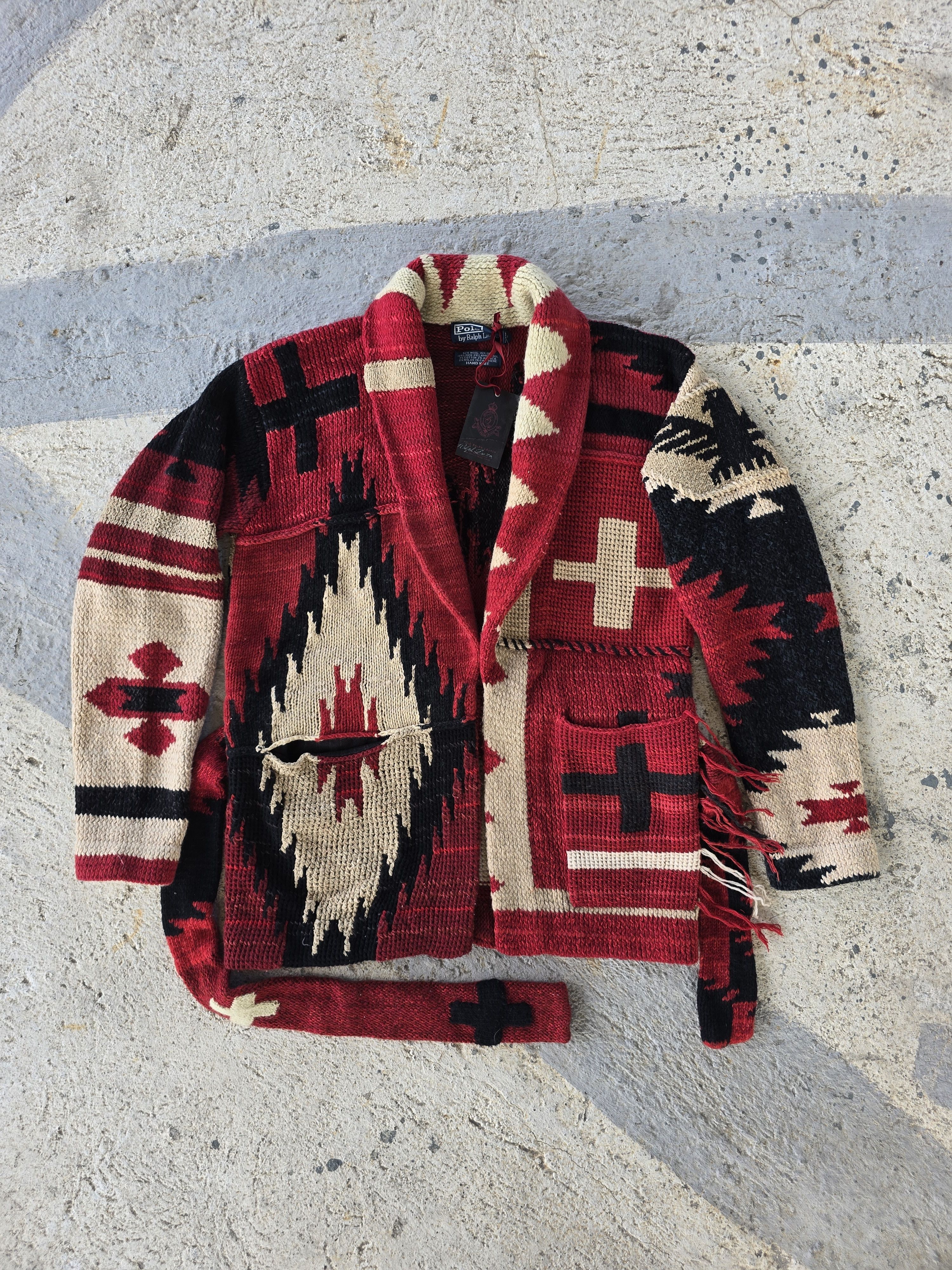 Polo Ralph Lauren NWT Native American Pattern Wool Cashmere Knit Gown Cardigan Size US M / EU 48-50 / 2 - 1 Thumbnail