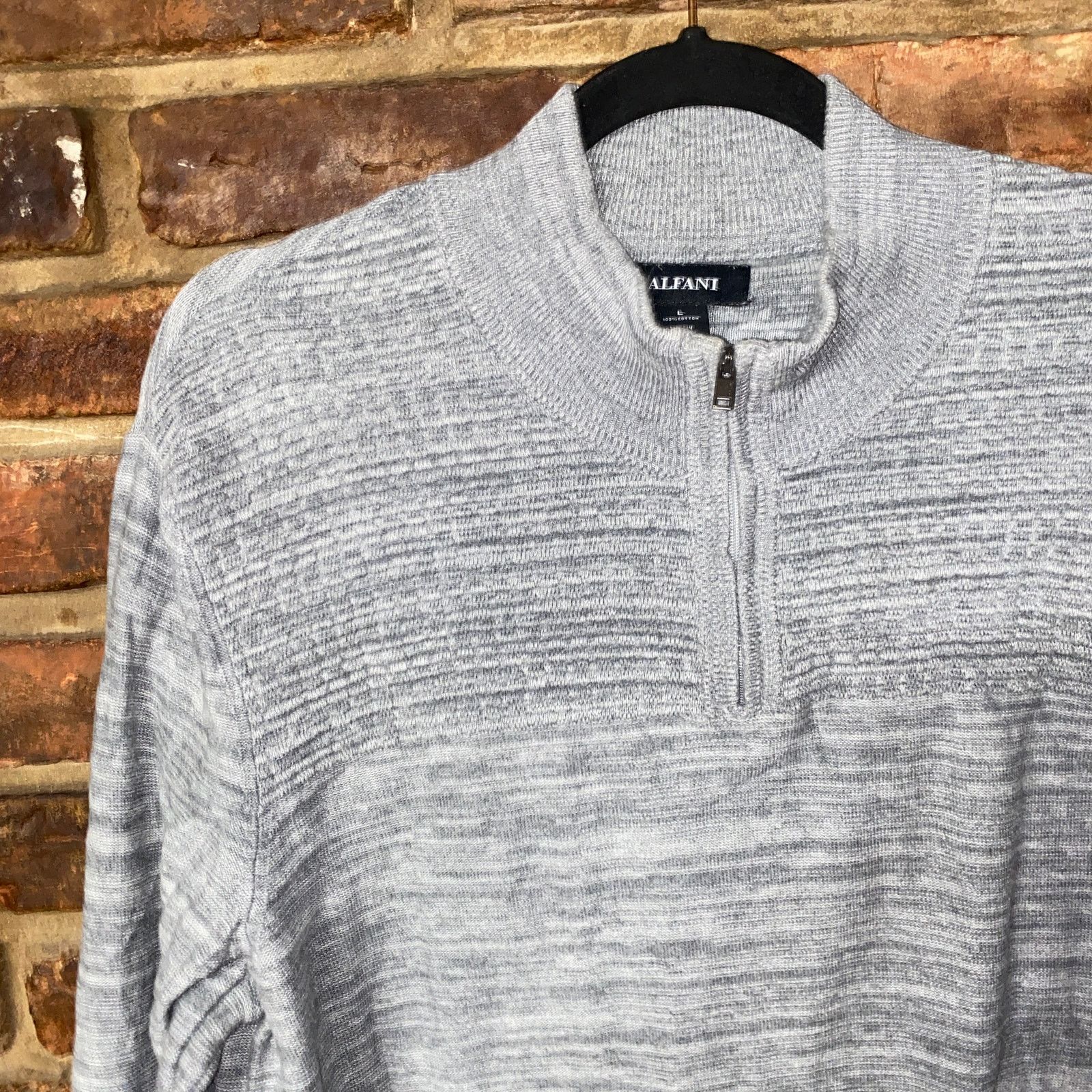 Alfani Alfani Gray Quarter Zip Pullover Knit Sweater Size Large Size US L / EU 52-54 / 3 - 2 Thumbnail