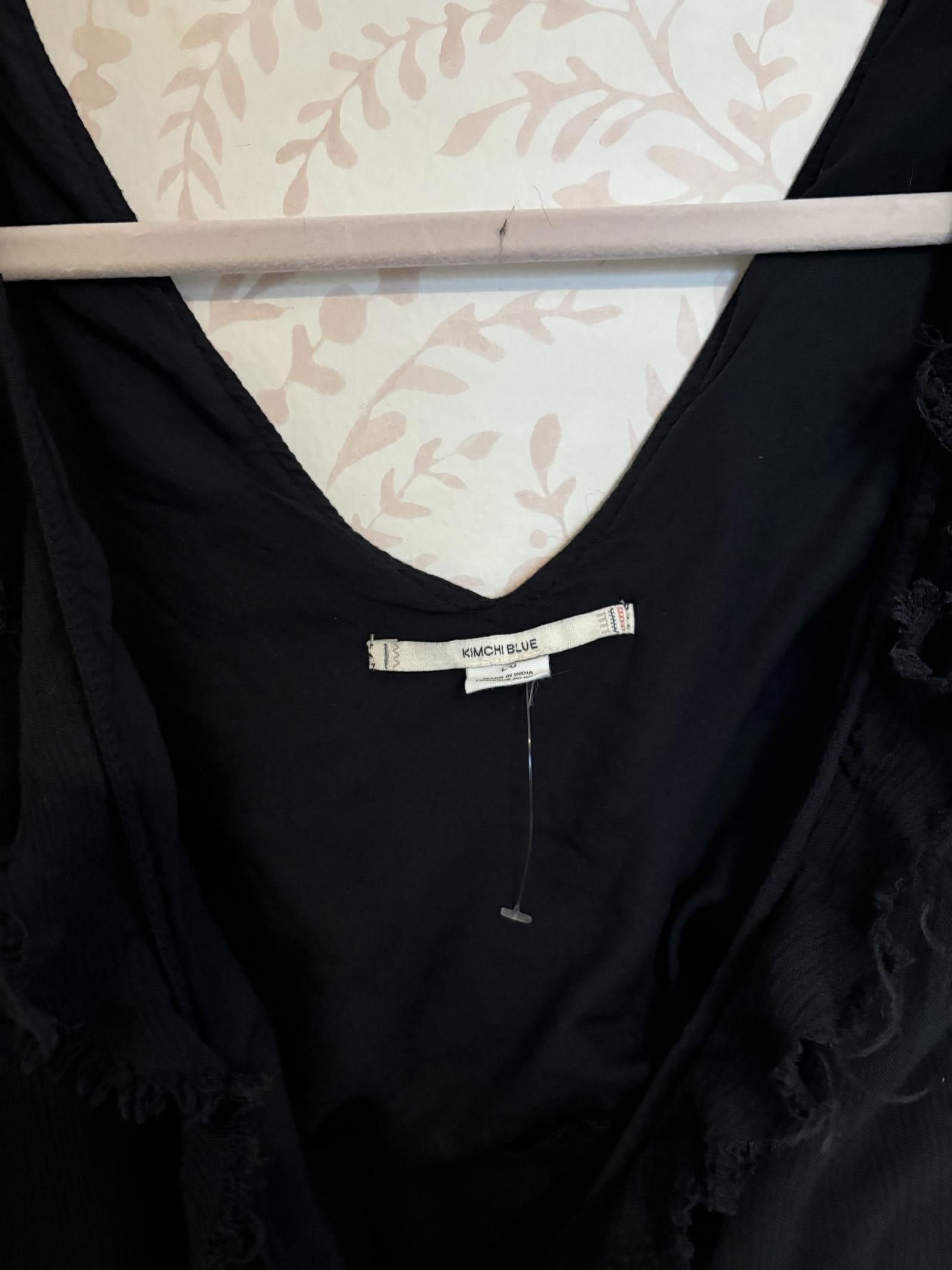 Designer NWOT Urban Outfitters Kimchi Blue Black Frayed Wrap Dress L Size L / US 10 / IT 46 - 2 Thumbnail