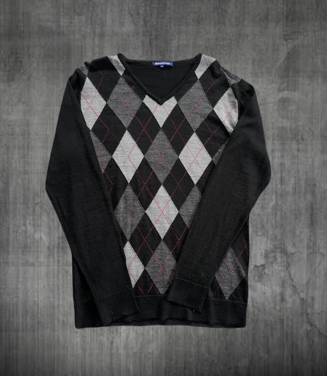 If Six Was Nine 2000s Japanese archive Vkei Argyle V-Neck Knit Sweater Y2K Size US S / EU 44-46 / 1 - 1 Thumbnail
