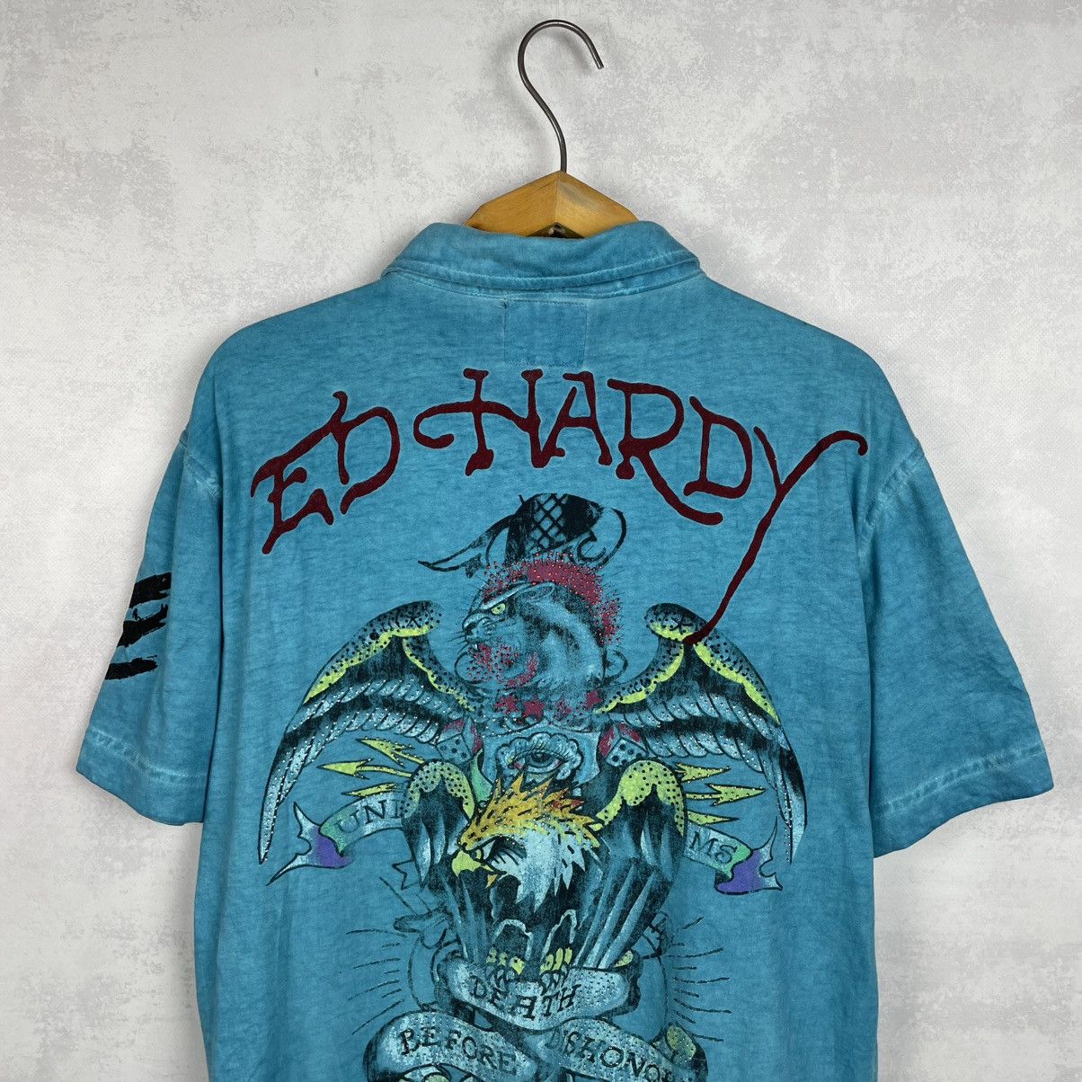 Christian Audigier × Ed Hardy Ed Hardy Big Logo Mens Polo Shirt Size L-XL Size US XL / EU 56 / 4 - 3 Thumbnail
