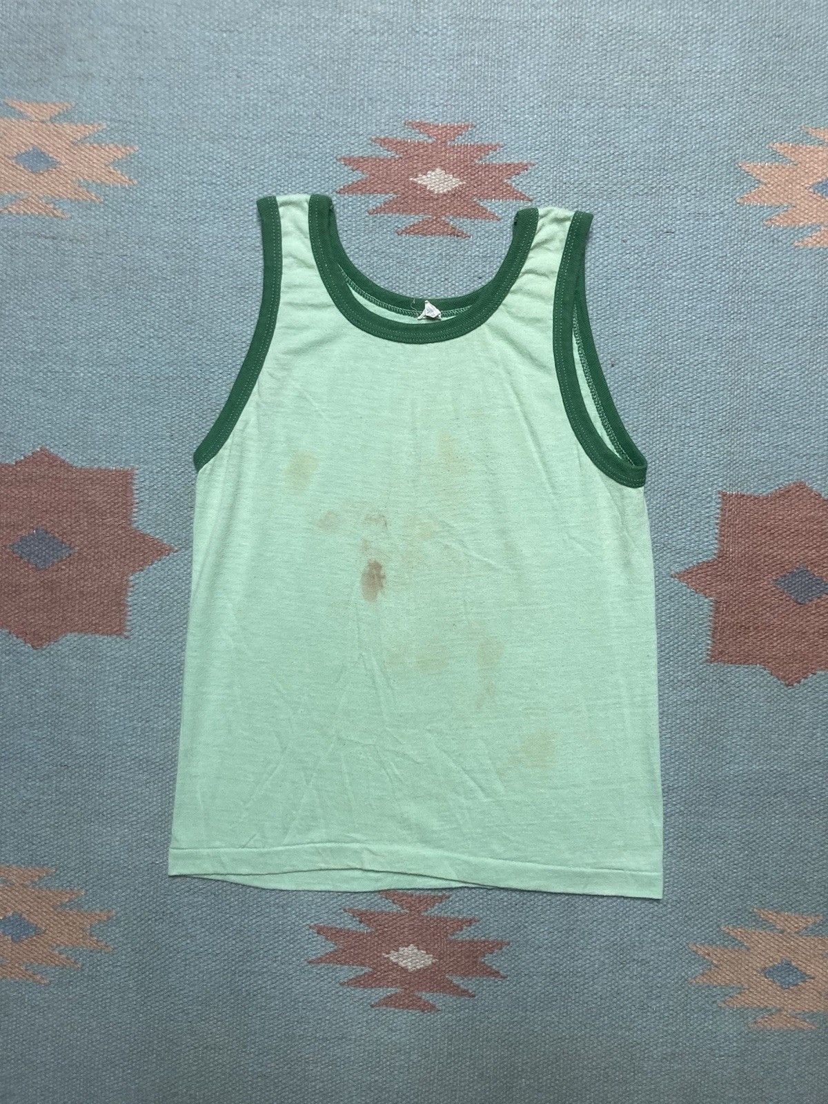 Vintage 70s tank top shirt 2 tone green boys large women’s baby tee Size S / US 4 / IT 40 - 1 Thumbnail