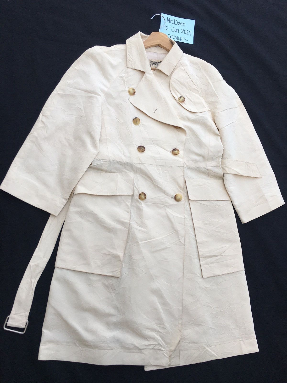 Hermes Vintage 90s HERMÈS Trench Coat Double Breasted Coat Size M / US 6-8 / IT 42-44 - 2 Thumbnail