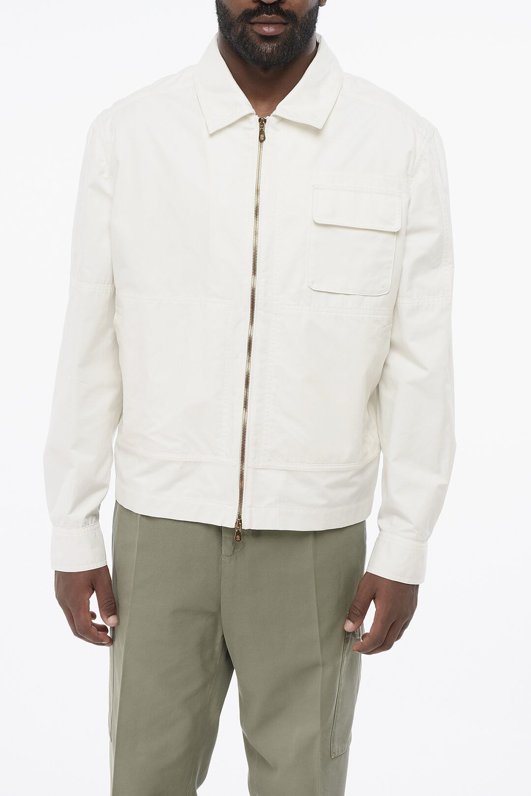 Brunello Cucinelli og1mm0725 Cotton Blend Overshirt in White Size US XL / EU 56 / 4 - 1 Thumbnail