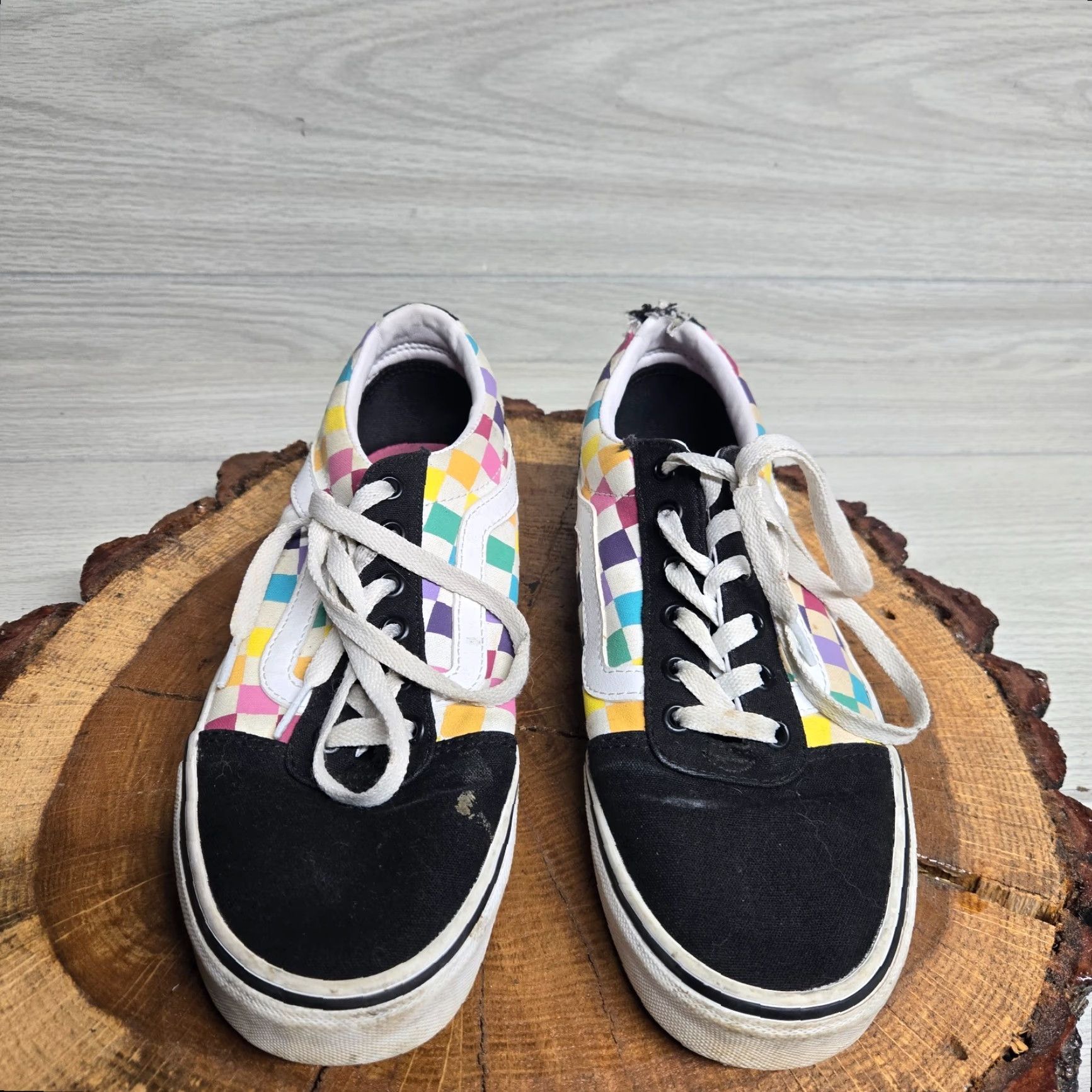 Vans VANS Old Skool Shoe Womens 8.5 Multicolor Rainbow Checkerboard Low Top Han US Missy 8.5 Shoes Sneaker Casual Colorful Rainbow 90s? Size M / US 6-8 / IT 42-44 - 3 Thumbnail