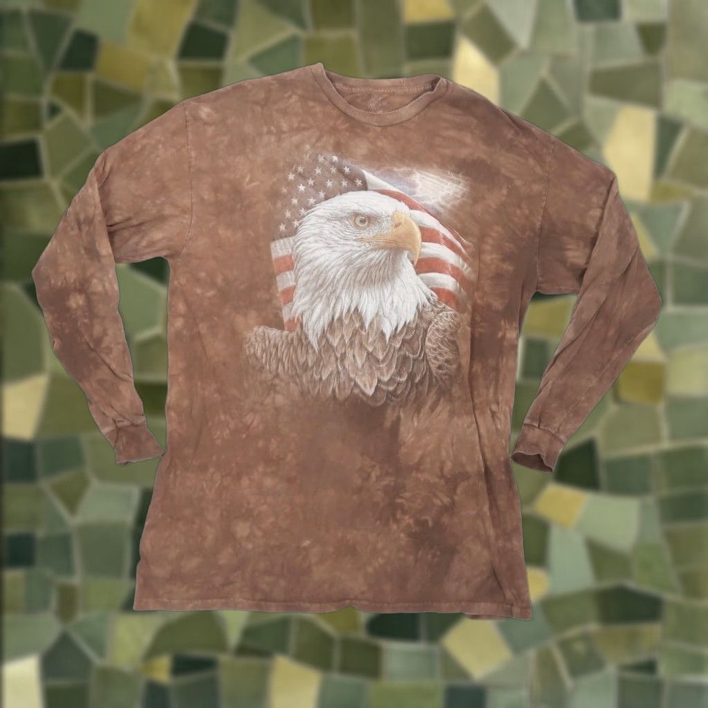 The Mountain VINTAGE The Mountain Independence Eagle Brown Tie Dye Long Sleeve Tee 2X Mens Cotton Crew Neck Bird Patriotic 2000s? Size US XXL / EU 58 / 5 - 1 Thumbnail