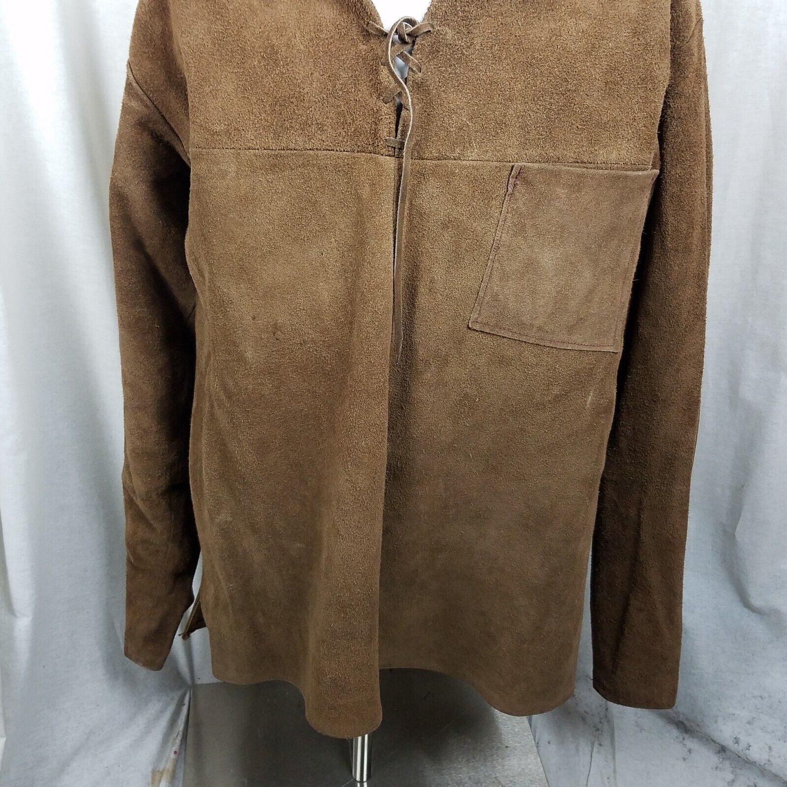 Vintage Leather Suede Lace Mountain Man Western Popover Shirt Jacket Size US L / EU 52-54 / 3 - 3 Thumbnail