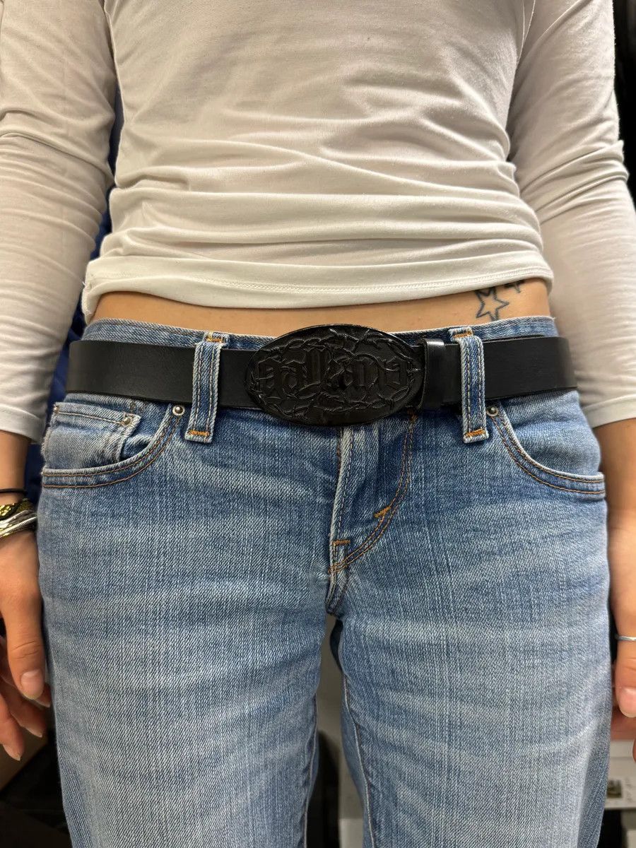 John Galliano 2000s Galliano Wire Buckle Black Leather Belt Size ONE SIZE - 2 Thumbnail