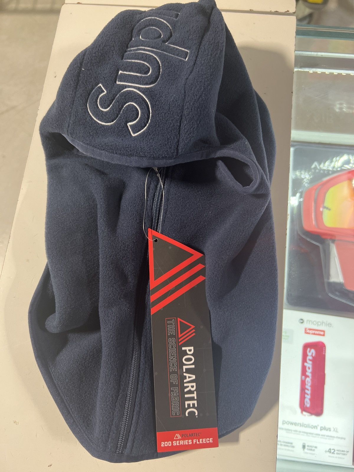 image of Supreme Zip Up Baclava Mask in Blue/Navy, Men's
