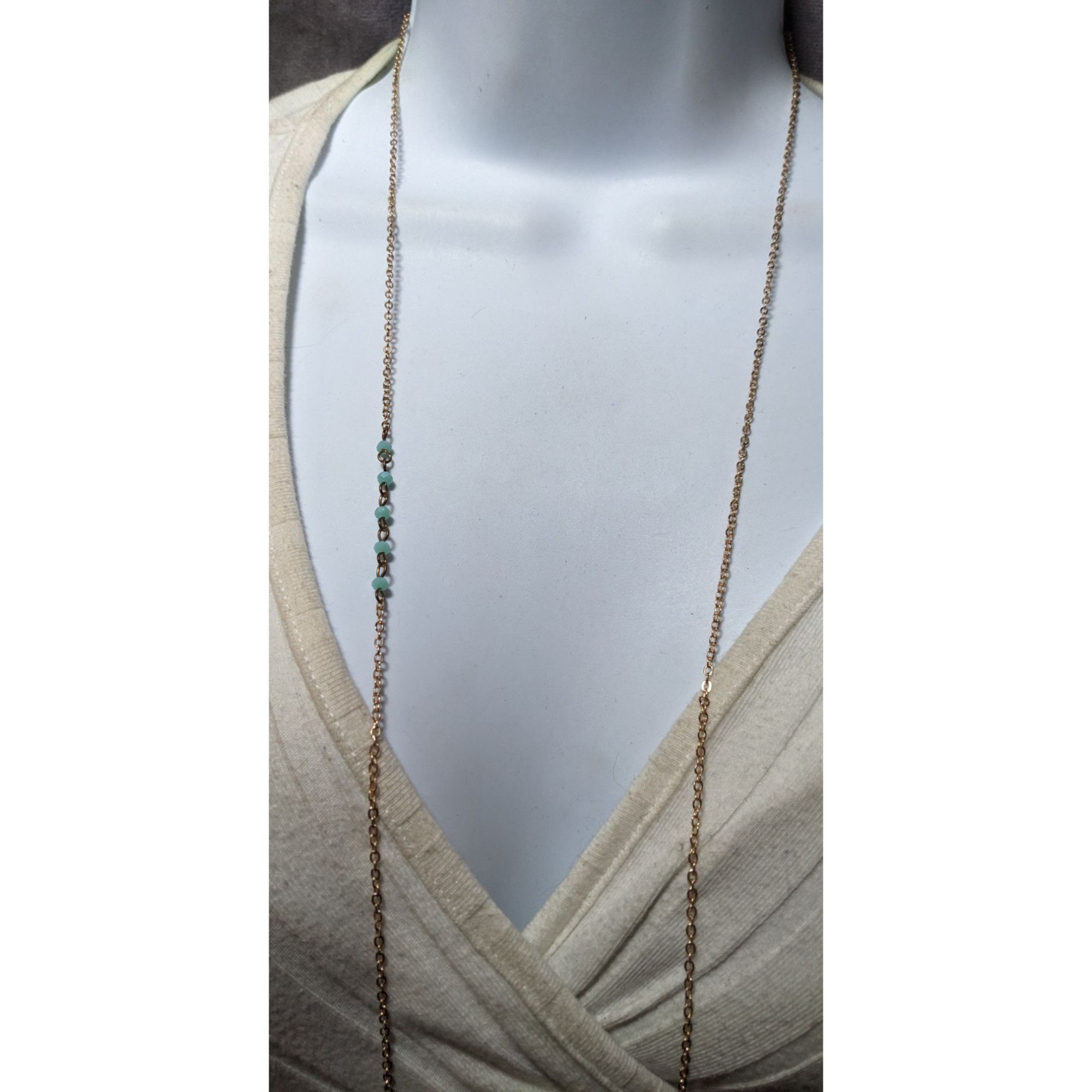 Other Jane Marie Gold Tone Blue Glass Pendant Fringe Necklace Size ONE SIZE - 8 Thumbnail