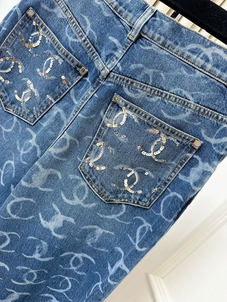 Chanel Chanel 23N Blue Graffiti CC Wide-Leg Jeans Size 37" - 4 Thumbnail