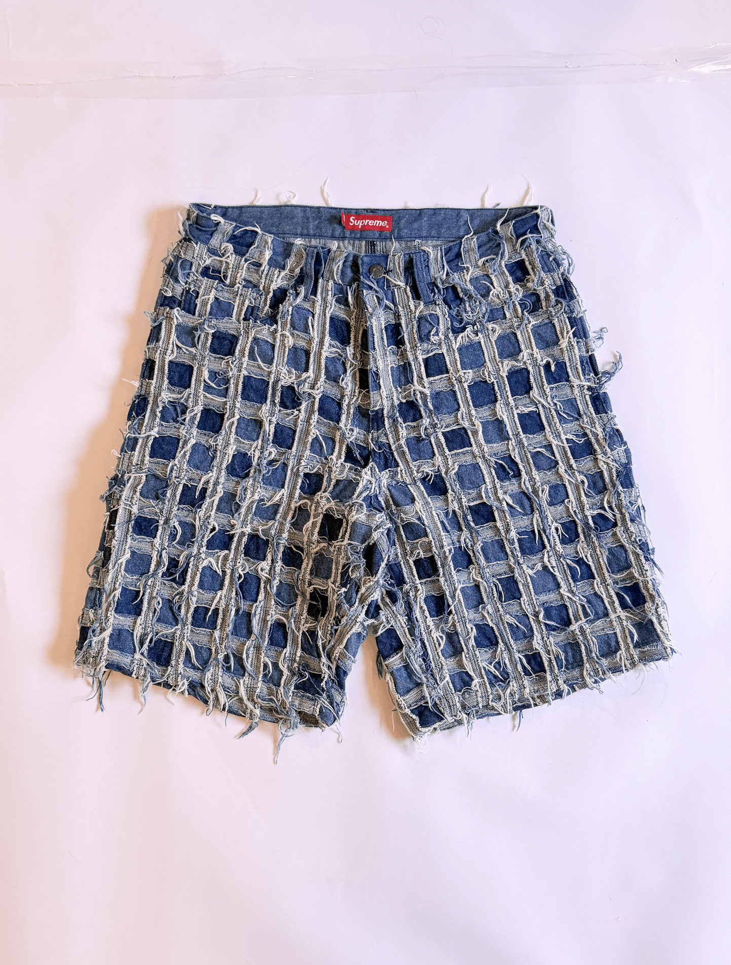 Supreme Flames Jacquard Baggy Denim Shorts | Grailed