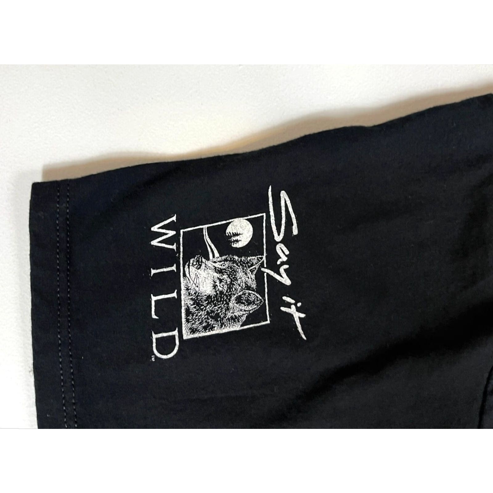 Jerzees VINTAGE Jerzees Wolf T-Shirt Men XL Black 90s Say It Wild USA Made in USA 100% Cotton Size US XL / EU 56 / 4 - 4 Thumbnail