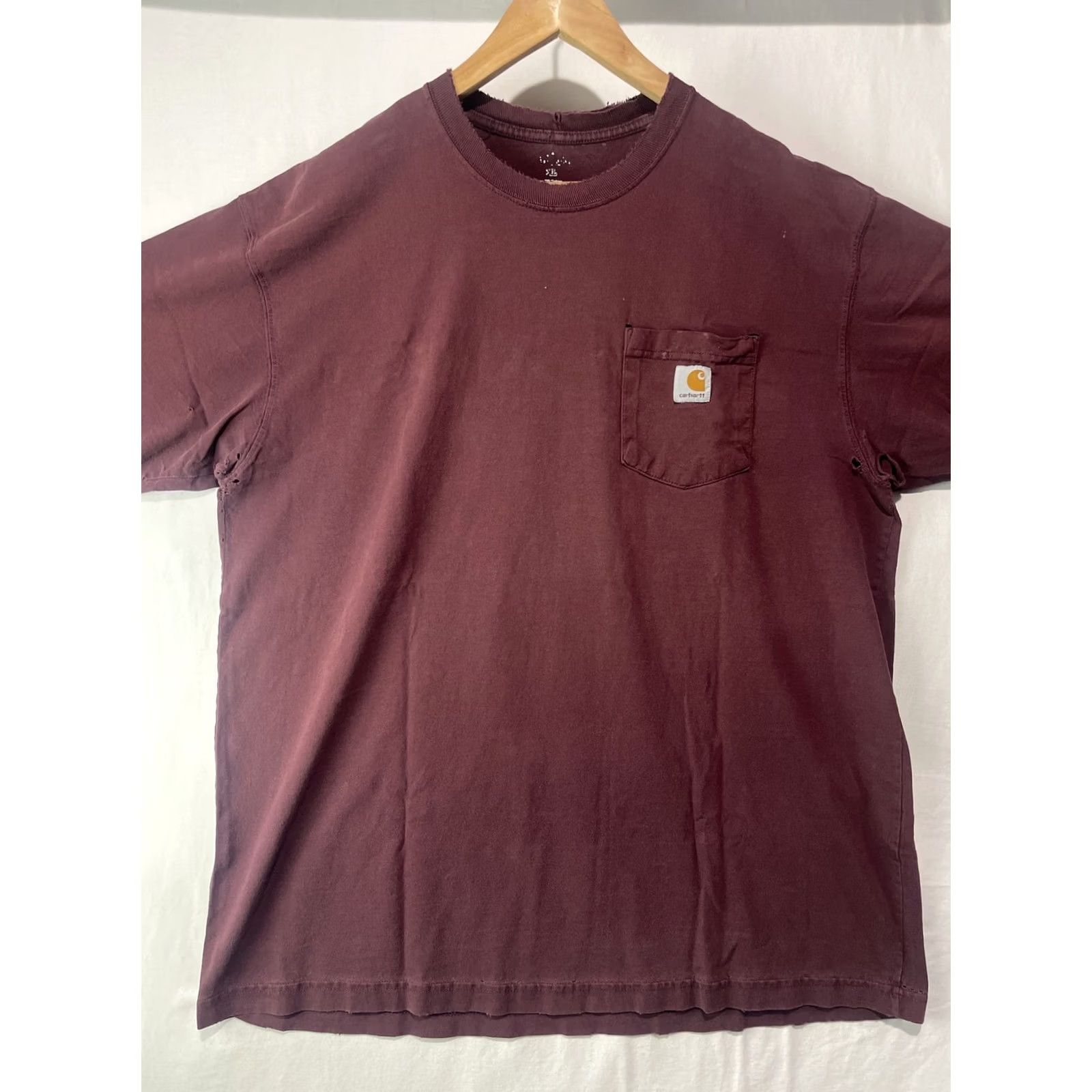 Carhartt Carhartt Shirt Mens XL Burgundy Pocket Short Sleeve Heavyweight Work Size US XL / EU 56 / 4 - 2 Thumbnail