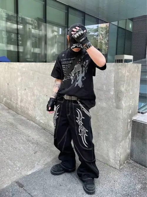 Jean DRIP denim jeans Y2K Baggy RAP Size US 36 / EU 52 - 2 Thumbnail