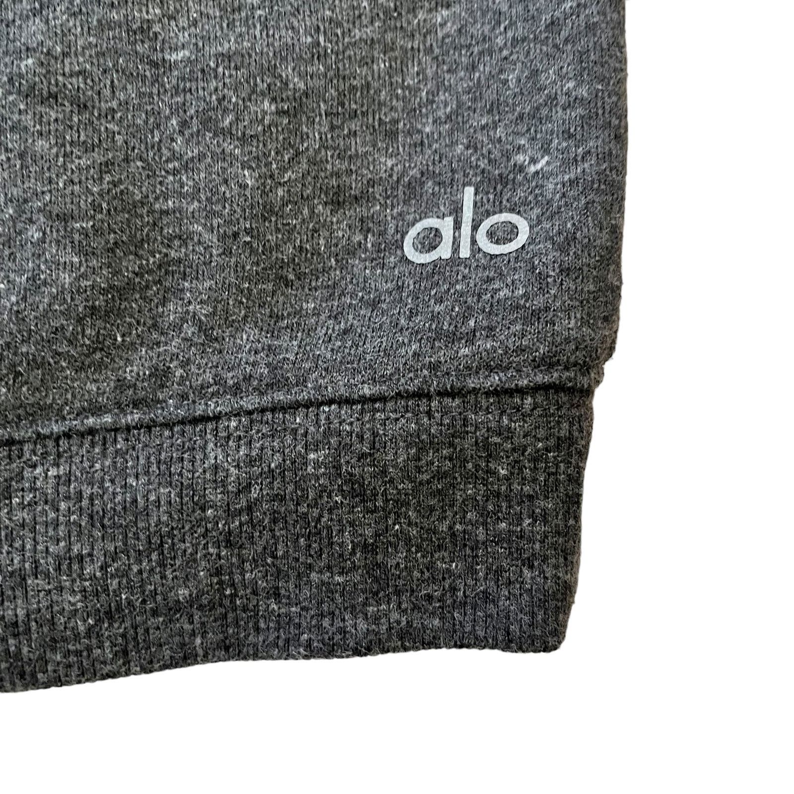 Alo Yoga Alo Yoga Realm Short Sleeve Charcoal Gray Hoodie Top Size S / US 4 / IT 40 - 3 Thumbnail