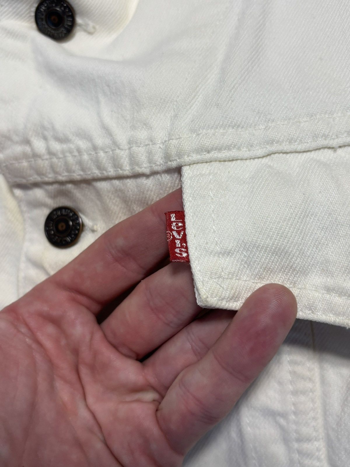 Levi's 1990s Vintage Levi's Denim Jacket White Jean Jacket Size US S / EU 44-46 / 1 - 3 Thumbnail