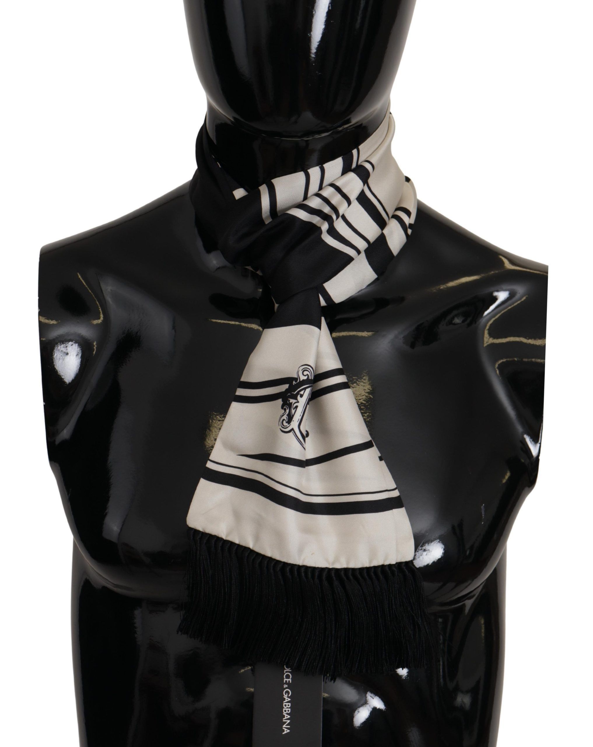 Dolce & Gabbana Elegant Silk Men's Scarf - Classic Black Men's Stripe Size ONE SIZE - 1 Thumbnail