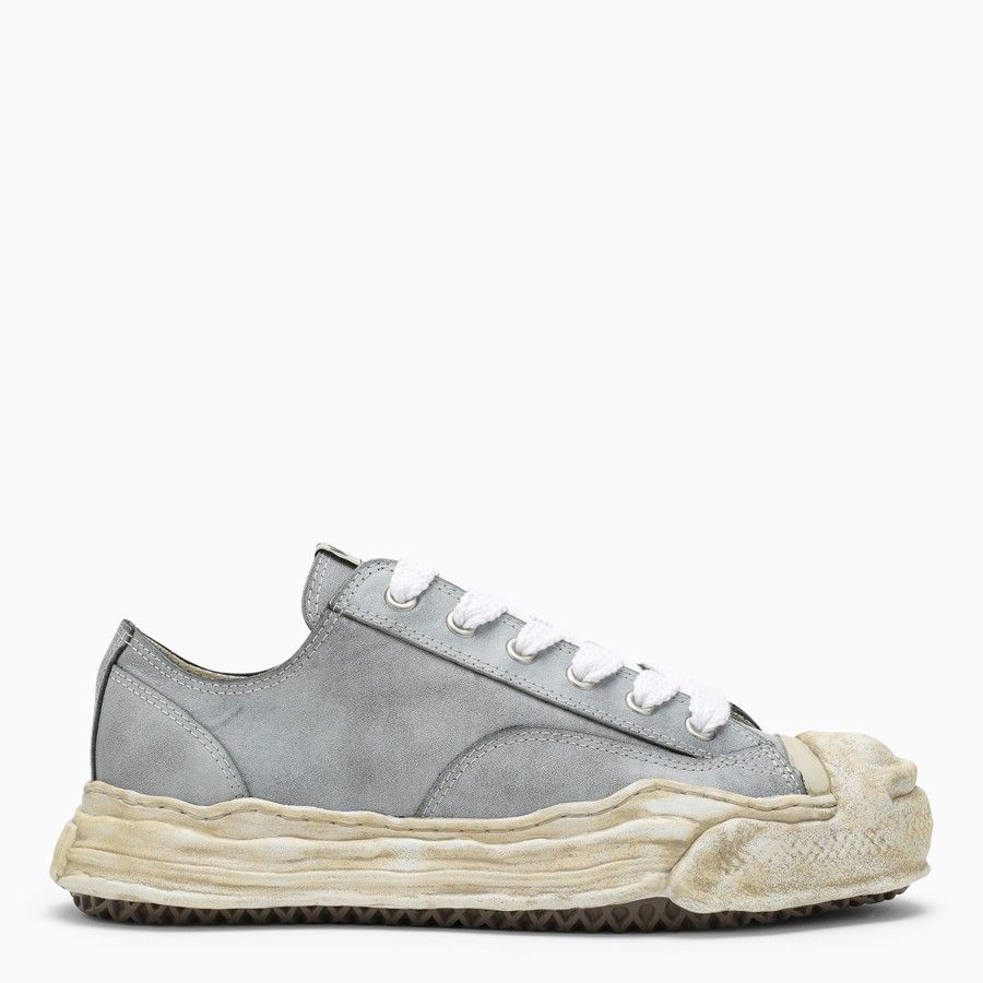 image of Maison Mihara Yasuhiro O1D2Blof0424 Leather Low-Top Trainers In Grey Shoes, Men's (Size 12)