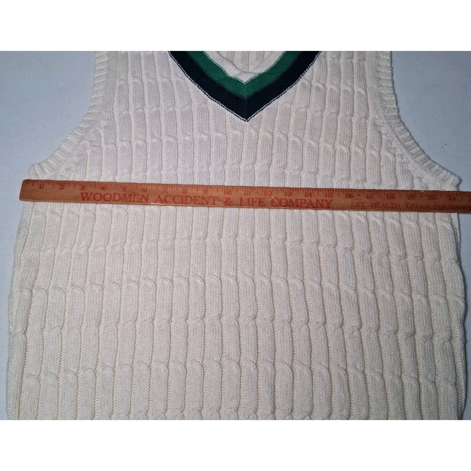 Lands' End Lands' End Sweater Vest Men L V-Neck Cable Knit Ivory Academia Preppy Linen Blend Vest Size US L / EU 52-54 / 3 - 7 Thumbnail