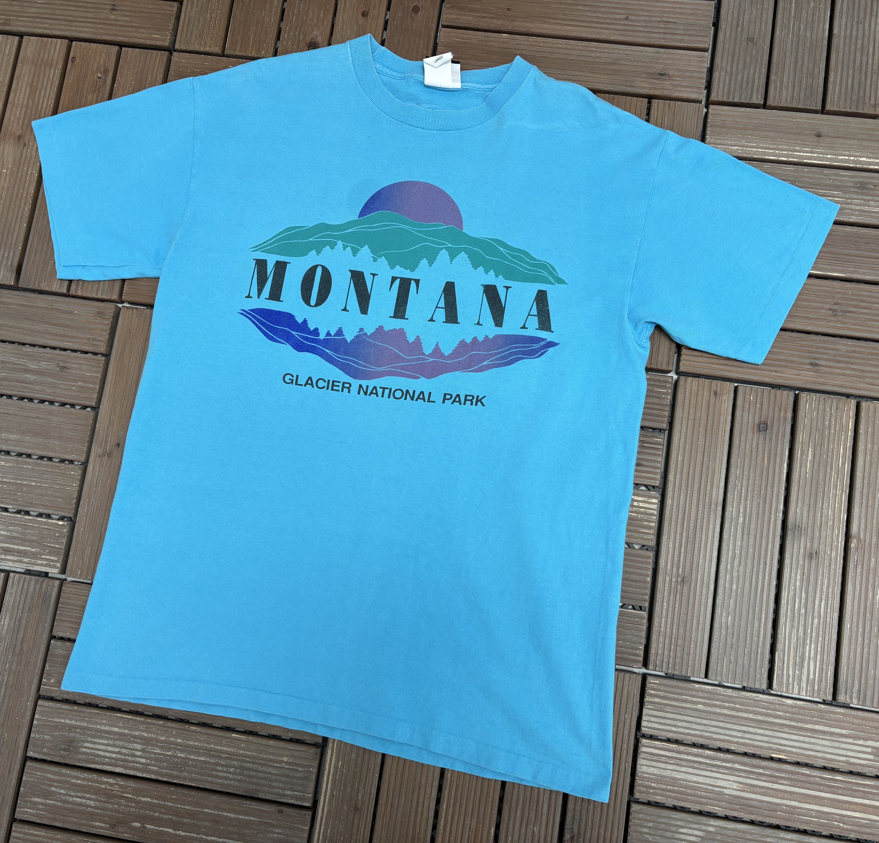 Vintage Glacier National Park Vintage Blue T-Shirt Tee Size US L / EU 52-54 / 3 - 3 Thumbnail