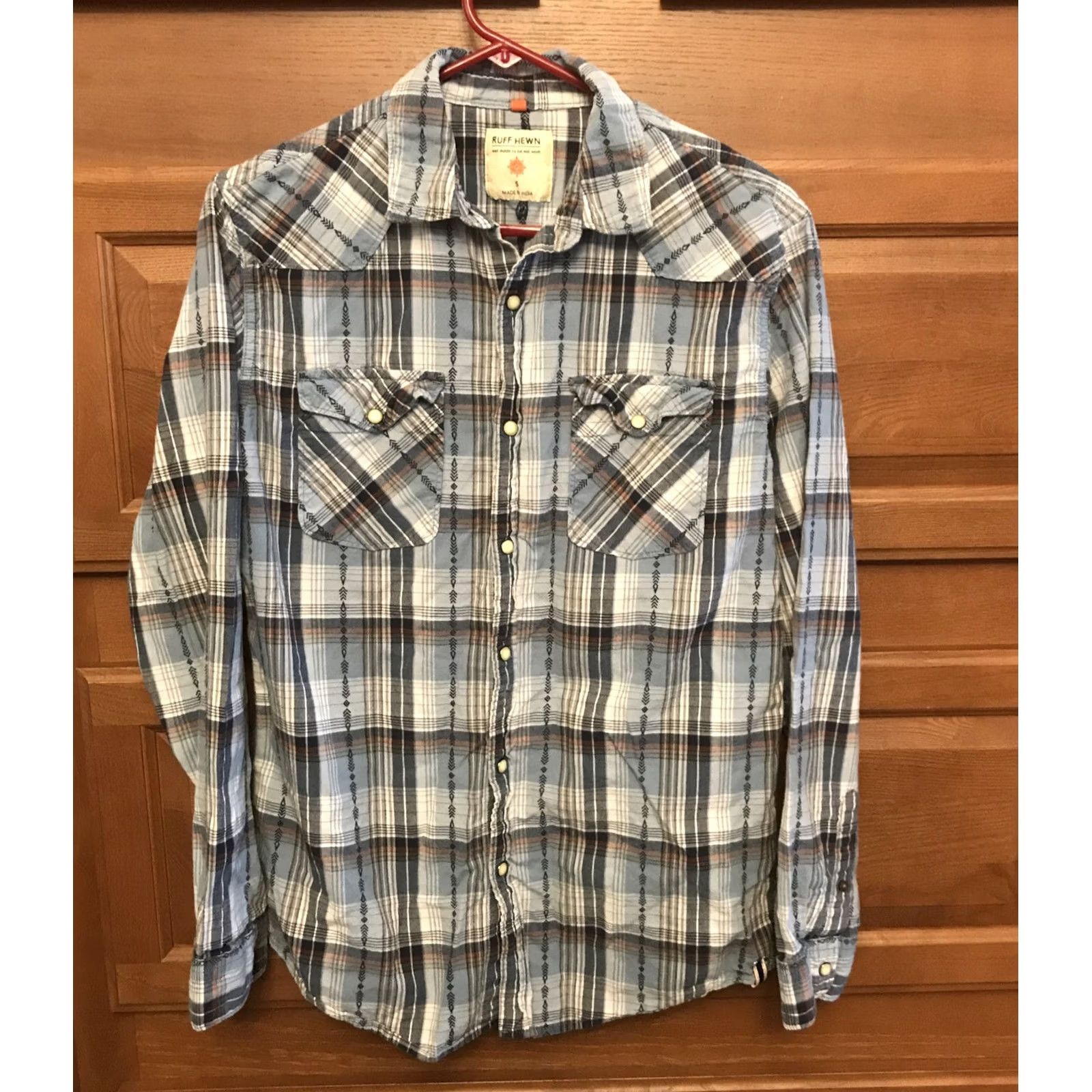 Vintage Ruff Hewn Plaid Shirt Small Blue White Long Sleeve Collared Pearl Snap Western 352 Womens Blouse Pockets Vintage: No Size S / US 4 / IT 40 - 2 Thumbnail