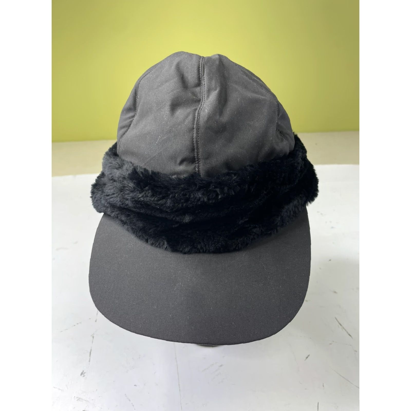 Obermeyer VINTAGE Obermeyer Hat Cap w/Brim Fur Ear Flaps Ladies Small/Medium Black Hat Women S/M Black Size ONE SIZE - 4 Thumbnail