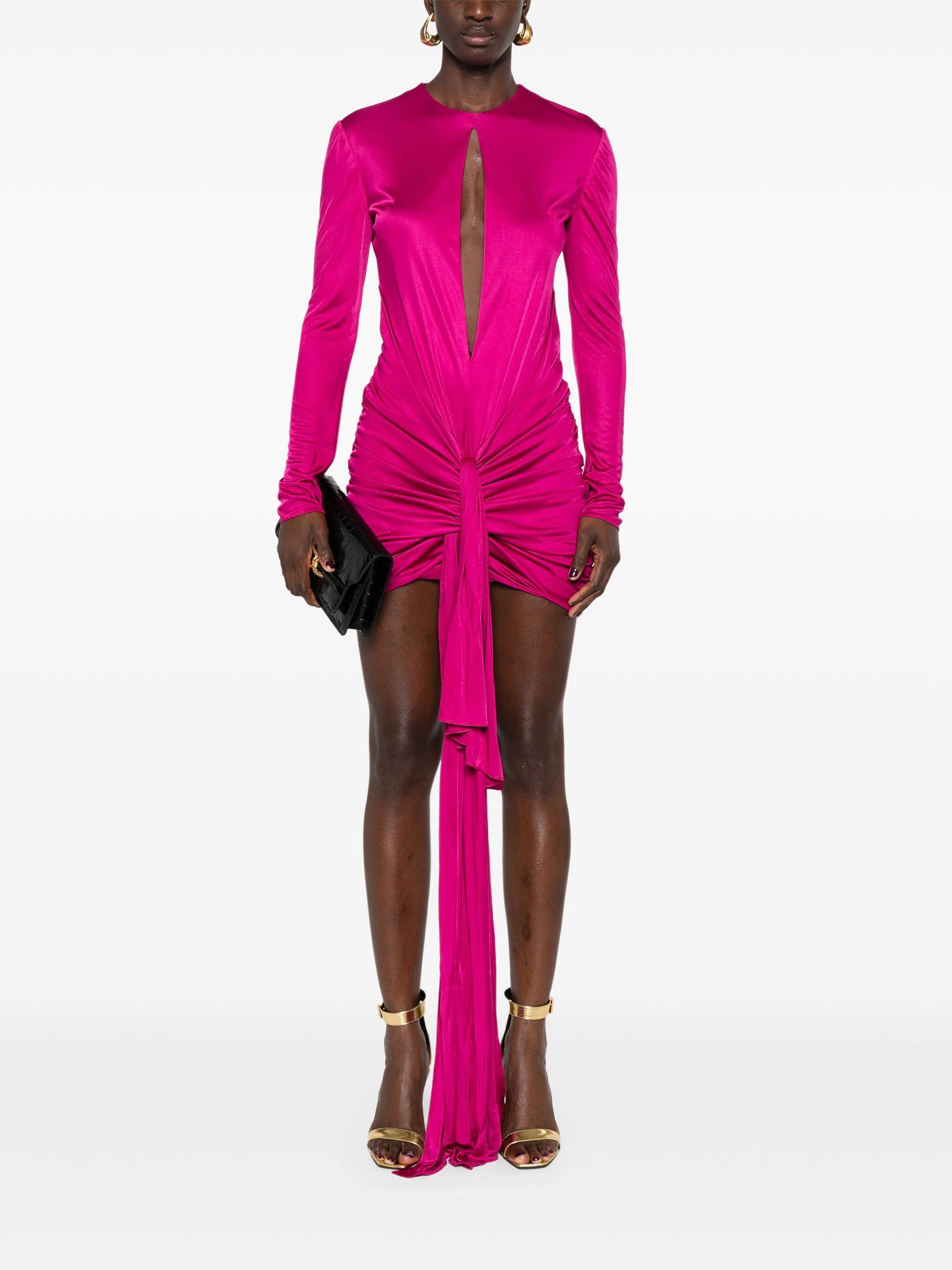 Saint Laurent Paris o1s1wg110924 Draped Dress in Jersey in Pink Size S / US 4 / IT 40 - 2 Thumbnail