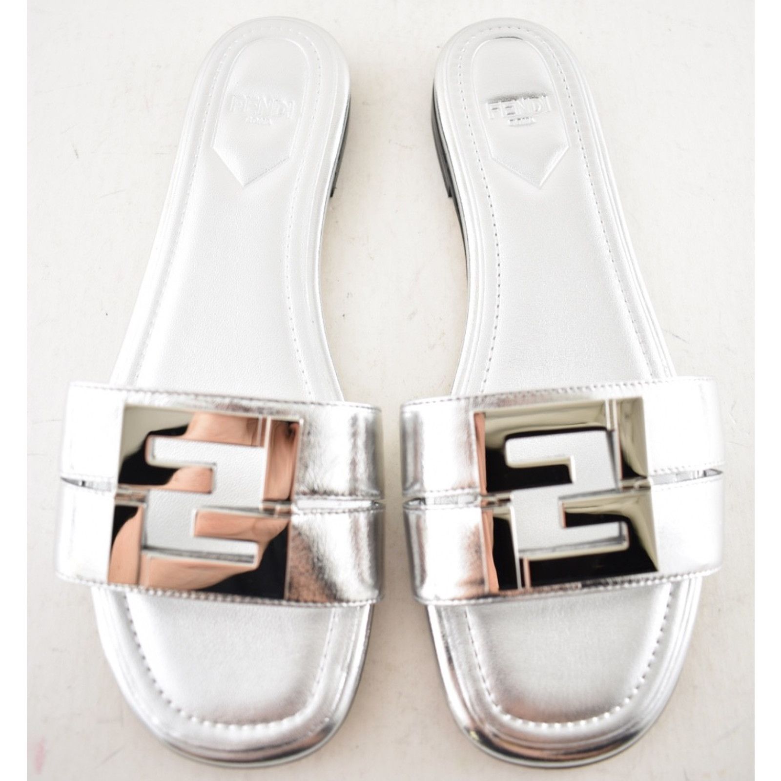 Fendi Fendi Fold Argento Silver FF Monogram Mule Slide Sandal 37 Size US 7 / IT 37 - 12 Thumbnail