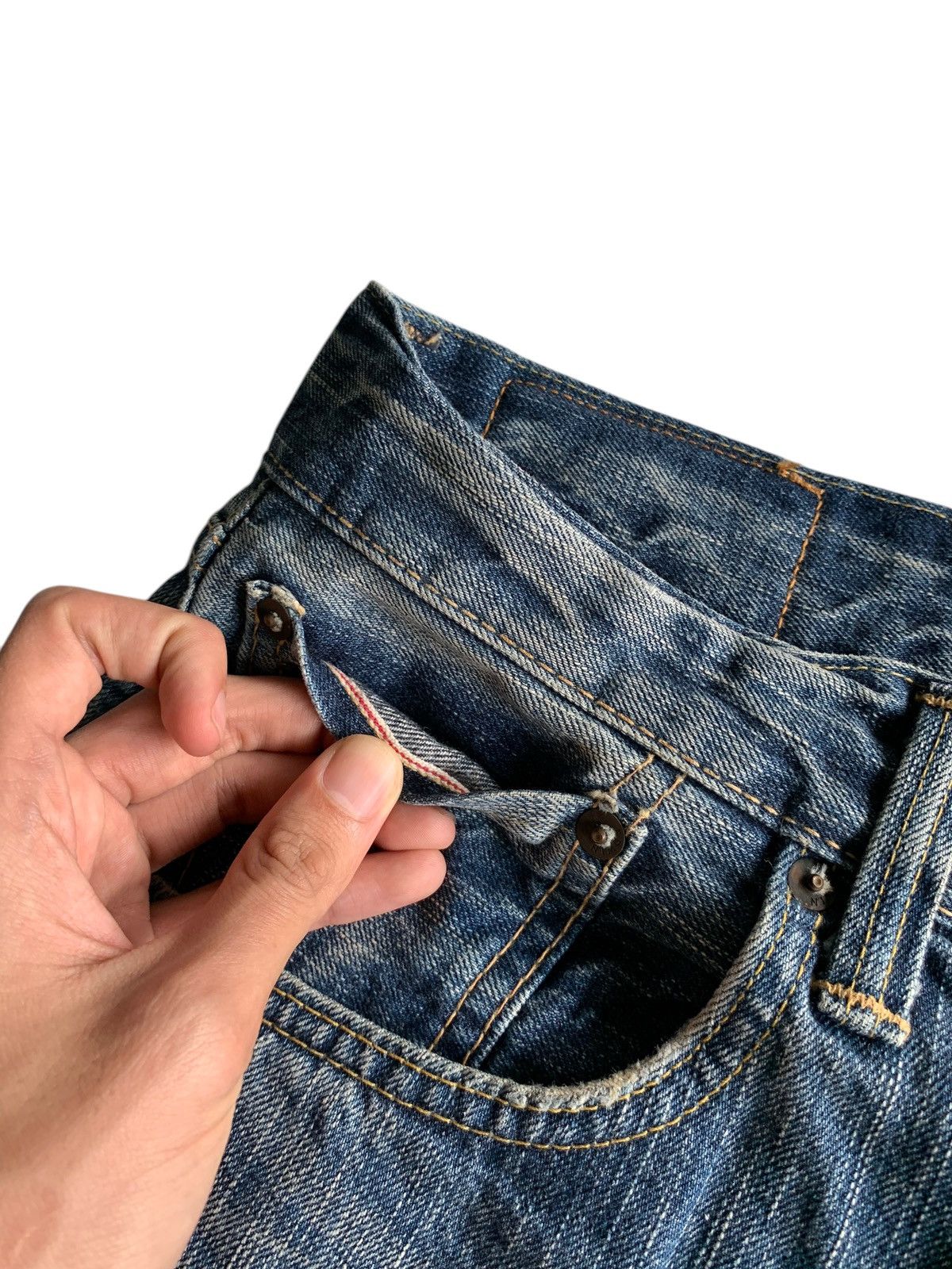 Kapital VINTAGE EDWIN 505ZX SELVEDGE FADED&RUSTY DISTRESSED DENIM Size US 34 / EU 50 - 12 Thumbnail