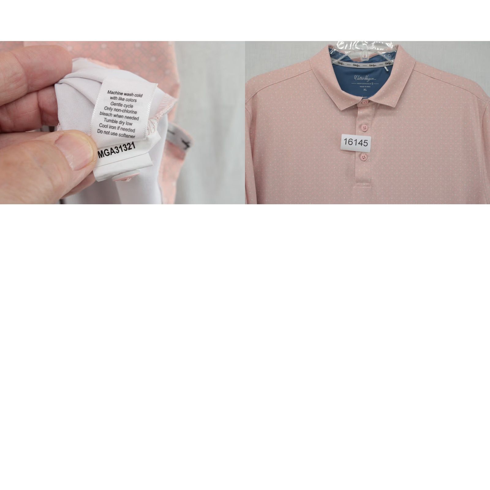 Vintage Walter Hagen Polo Golf Shirt Mens XL Peach Geometric Performance 11 Golf Stretch Size US XL / EU 56 / 4 - 8 Thumbnail