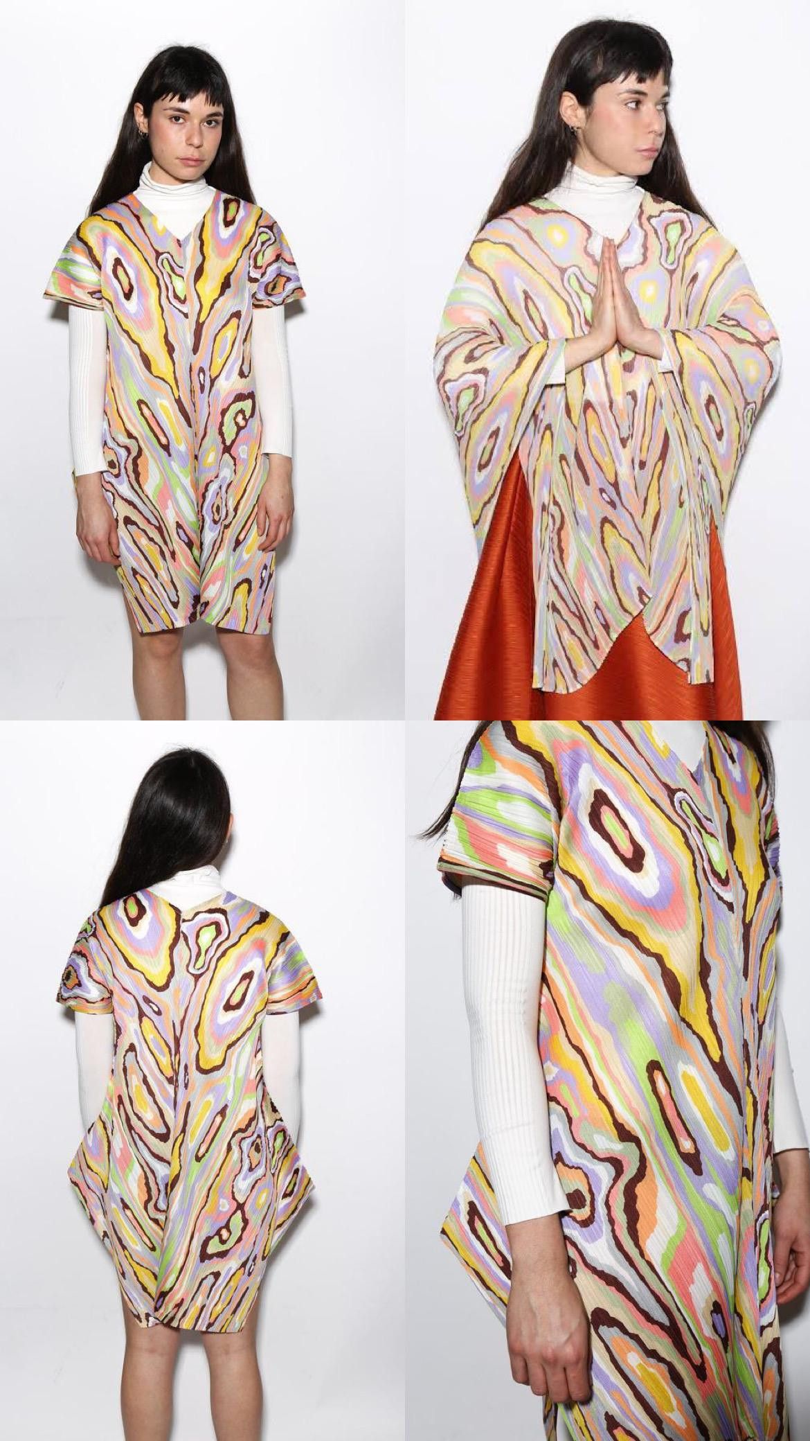 Pleats Please Issey Miyake Pleats Please Issey Miyake Wooden Pattern Multicolor Dress Size L / US 10 / IT 46 - 6 Thumbnail