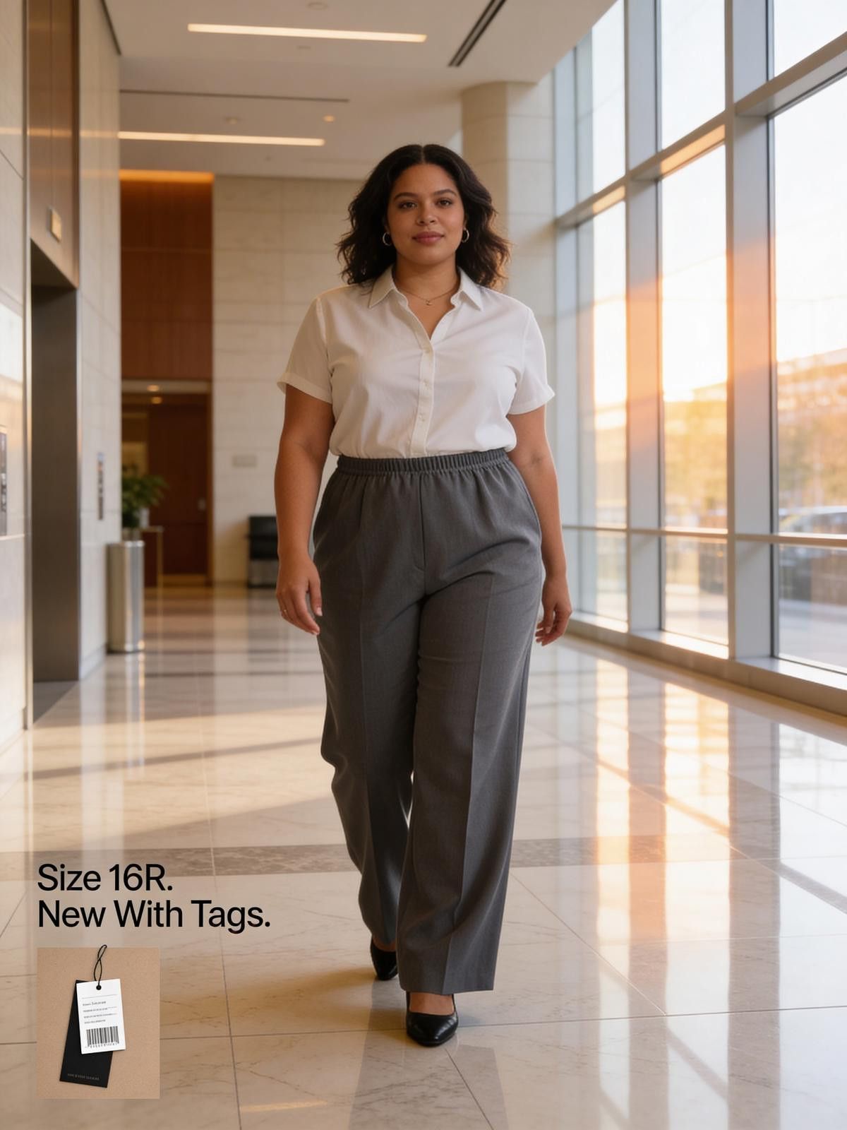 Other Gray Wide-Leg Dress Pants Size 16R - New With Tags Size 38" / US 16 / IT 52 - 1 Thumbnail