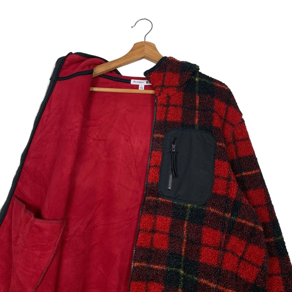 JW Anderson JW ANDERSON Red Tartan Hooded Fleece Jacket #2333-C104 Size US L / EU 52-54 / 3 - 11 Thumbnail