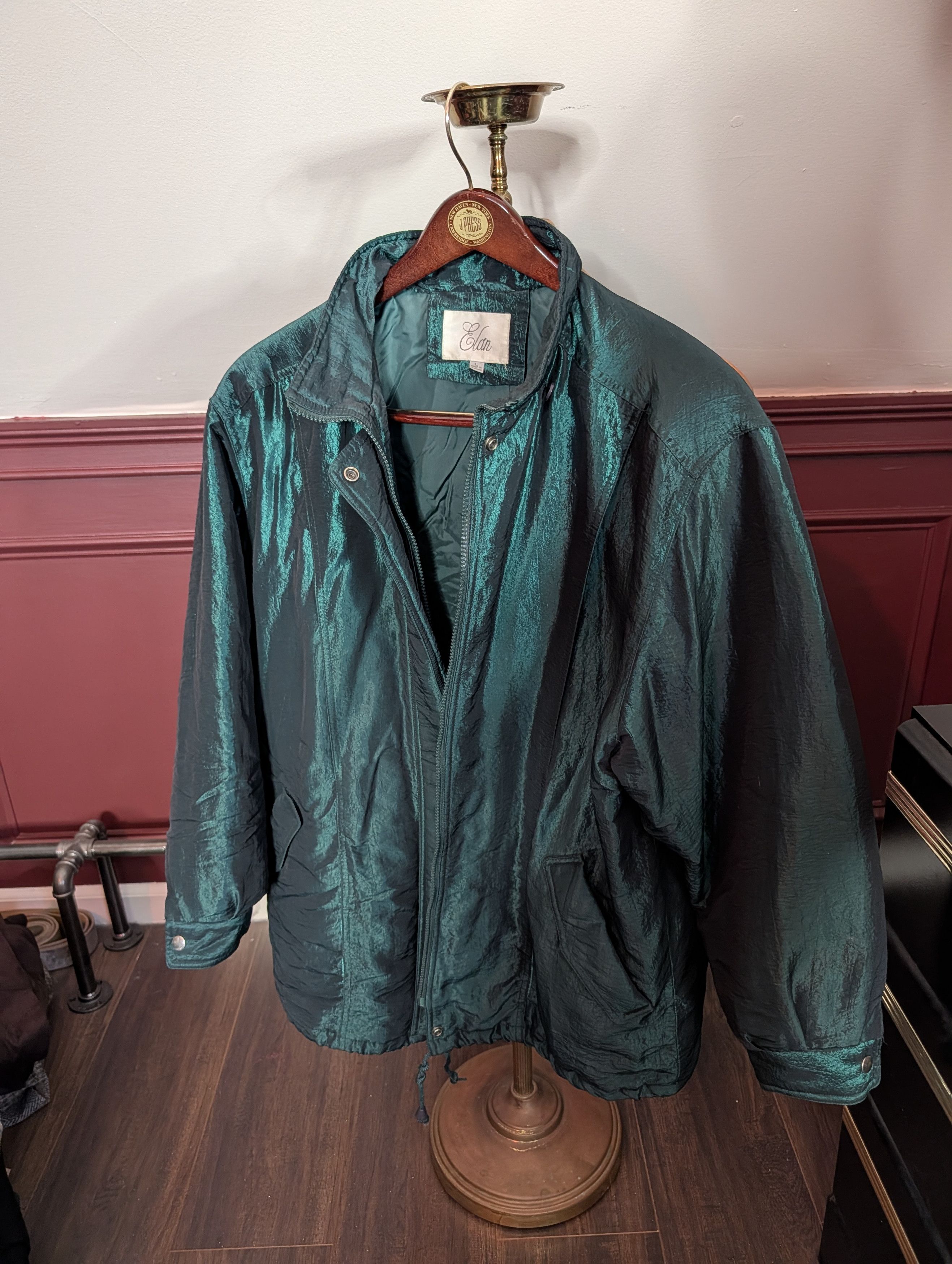 ELAN Vtg iridescent green insulated zip-up parka coat Size L / US 10 / IT 46 - 11 Thumbnail