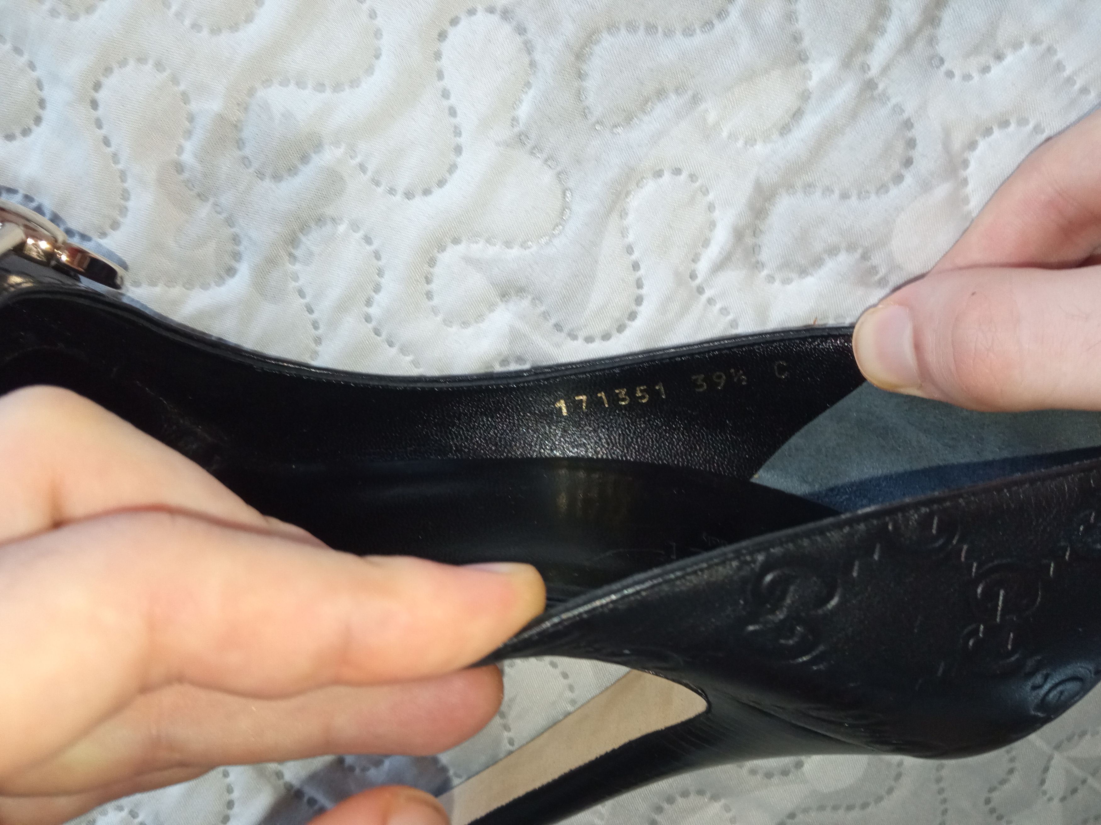 Gucci Guccissima GG monogram black leather horsebit peep toe Size US 9.5 / IT 39.5 - 9 Thumbnail