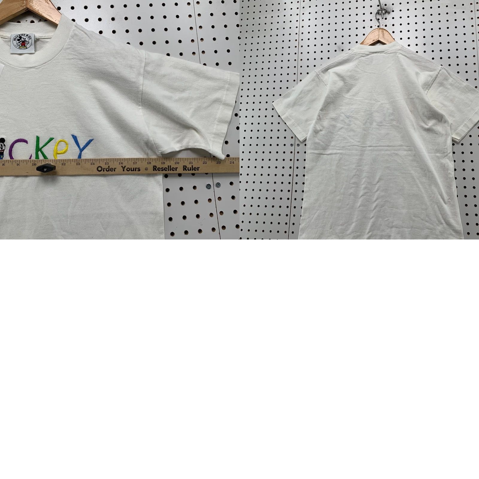 CO VINTAGE Mickey Co T Shirt Mens M White Mickey Spell Out Embroidered USA Size US M / EU 48-50 / 2 - 9 Thumbnail