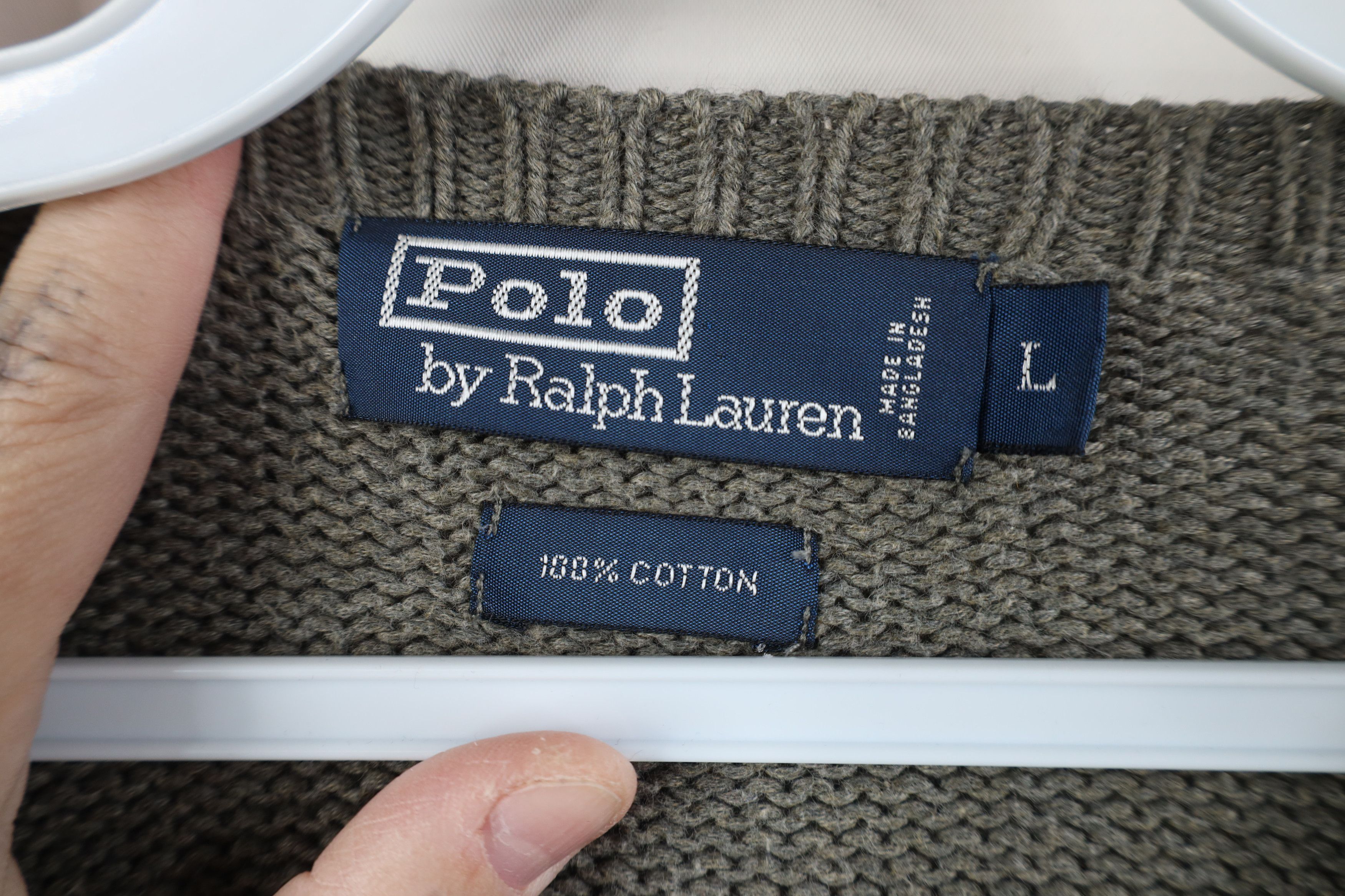 Ralph Lauren Vintage 90s Ralph Lauren Ribbed Knit V-Neck Sweater Gray Size US L / EU 52-54 / 3 - 8 Thumbnail
