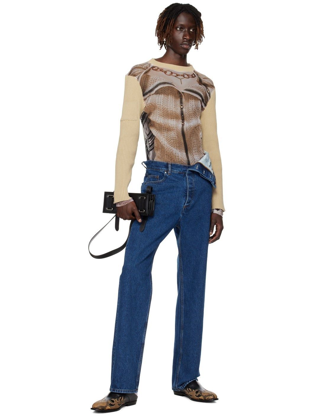 Jean Paul Gaultier × Y/Project Beige Trompe L'oeil Sweater Size US XS / EU 42 / 0 - 4 Thumbnail