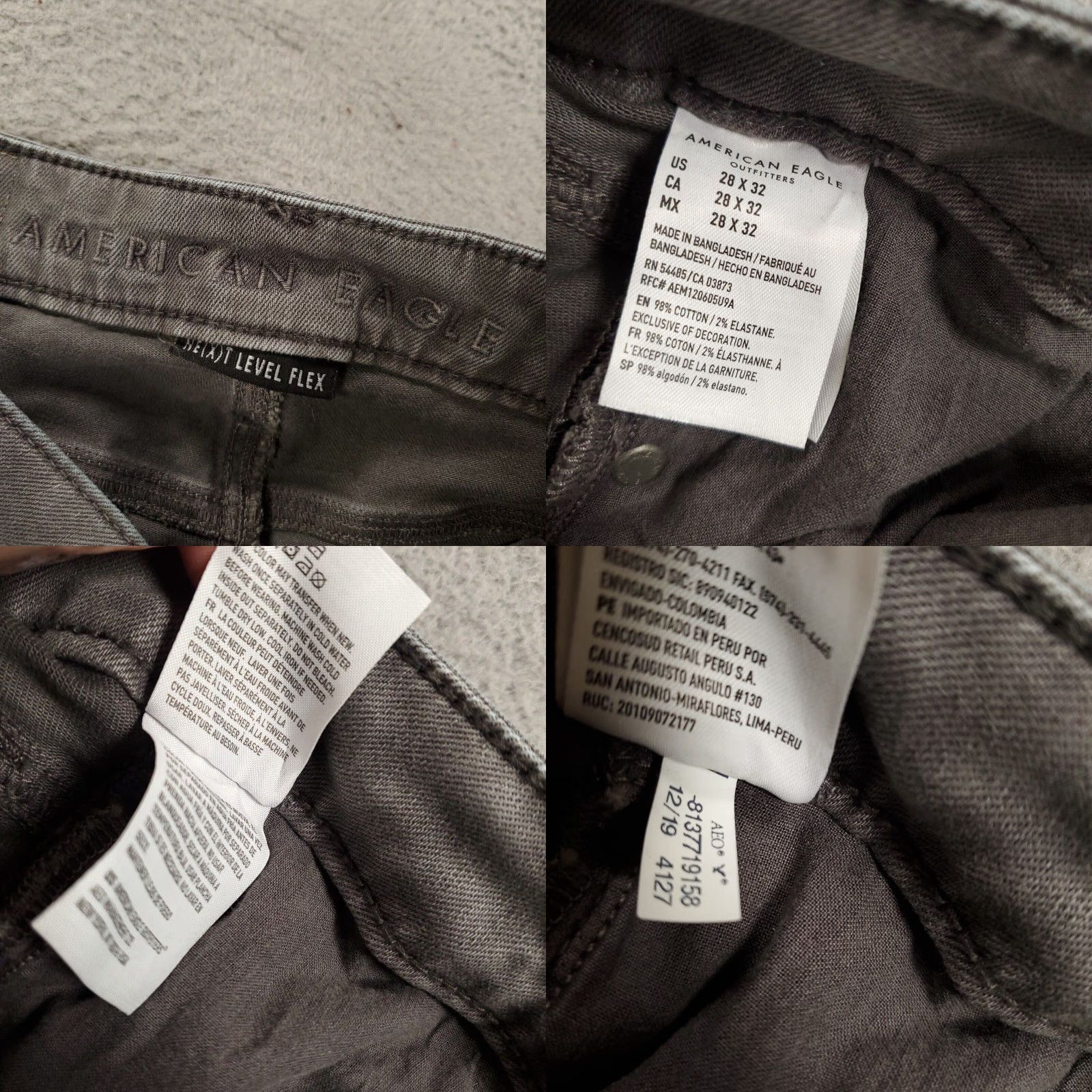 American Eagle Outfitters American Eagle Outfitters Jeans 28x32 Gray Slim Straight 5-Pocket Denim Cotton Blend Stretch Distressed Logo Button Zip AEO Size US 29 - 8 Thumbnail