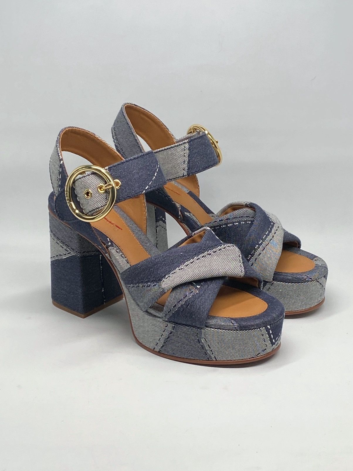 See by Chloe See by Chloe Joei Patchwork Denim Platform Sandals size 39 Size US 9 / IT 39 - 3 Thumbnail