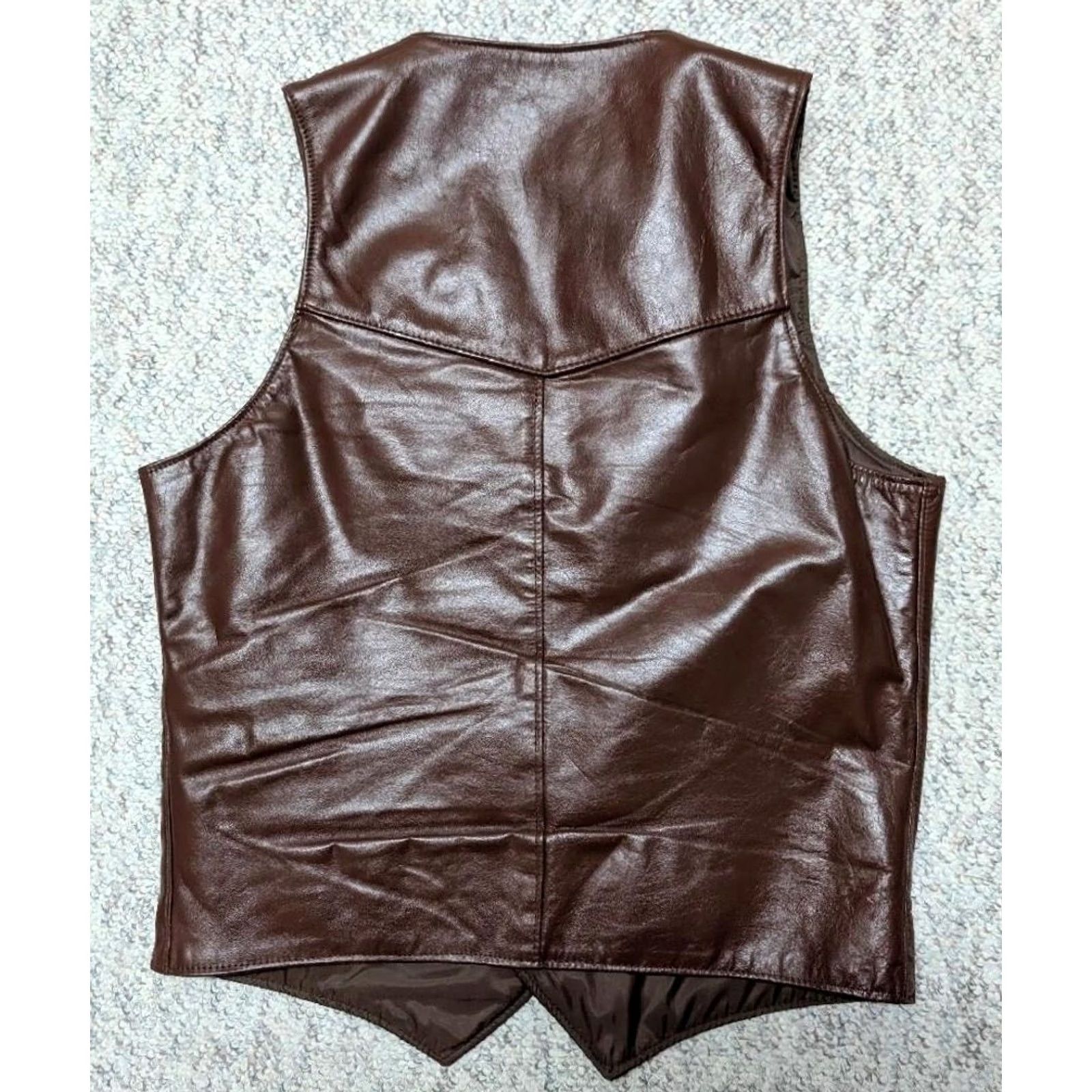 Sears VINTAGE WESTERN COWHIDE LEATHER VEST Sears Men S Brown 38 Cowboy 1970s Rancher Vest Size US S / EU 44-46 / 1 - 3 Thumbnail