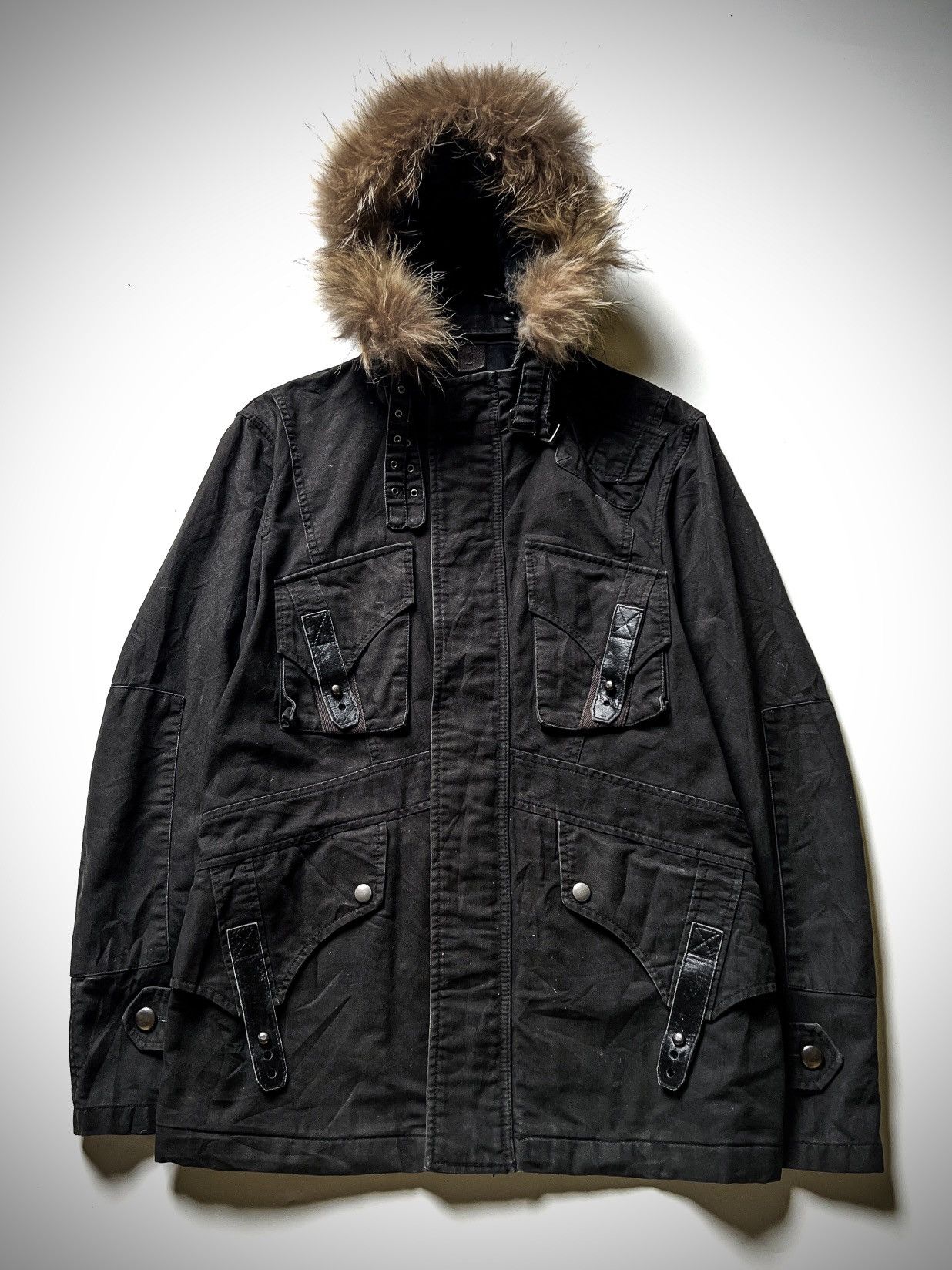 PPFM PPFM Japanese Brand Utility Fur Hooded Jacket Parka Black00s Size US M / EU 48-50 / 2 - 1 Thumbnail