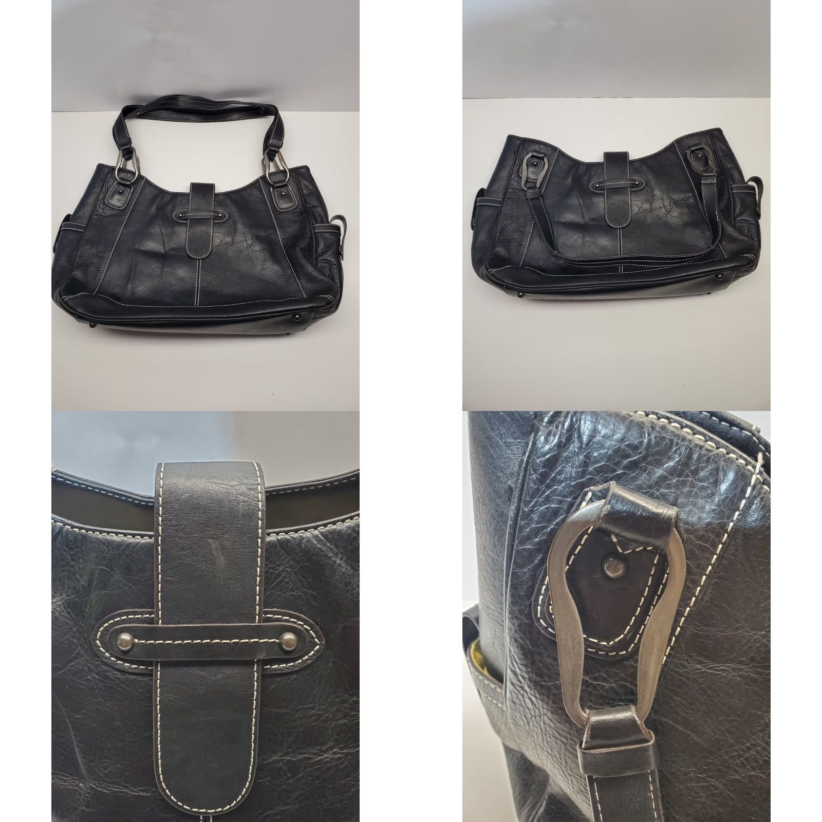 Vintage VINTAGE Franklin Covey Tote Black Leather Organizer Purse Bag Handbag Women Large 10x14 Magnetic Size ONE SIZE - 8 Thumbnail