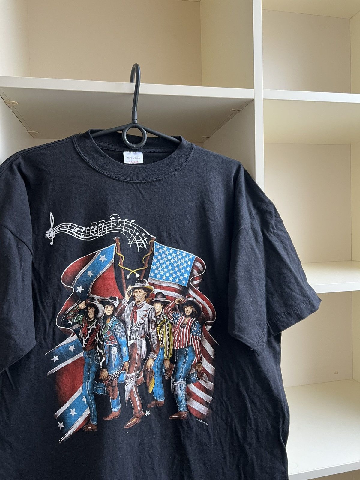 Vintage Vintage 90s Cowboy Rodeo T-Shirt Black American Flag Graphic Size US XL / EU 56 / 4 - 7 Thumbnail