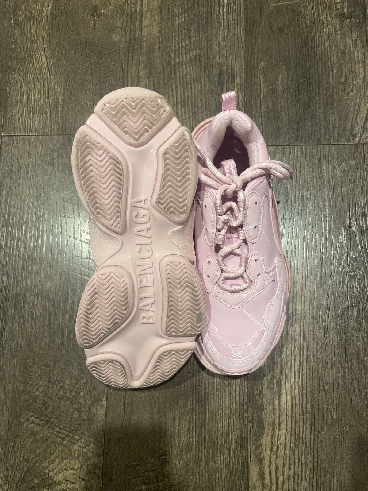 Balenciaga Balenciaga Triple S All Over Logo Pink Sneakers – Size 9 Size US 9 / IT 39 - 4 Thumbnail