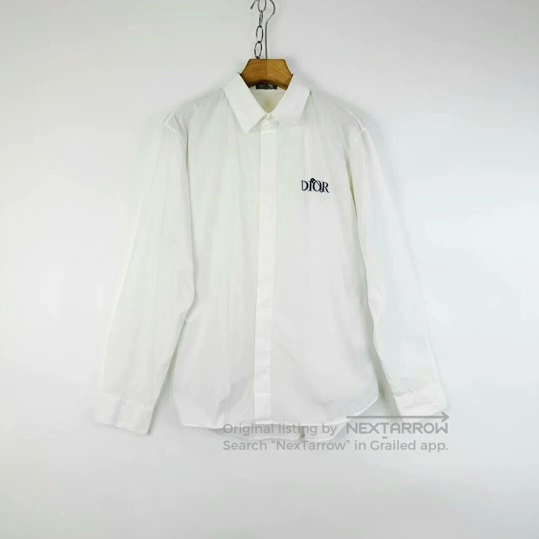 Dior white long sleeve shirt with logo pin. Size US L / EU 52-54 / 3 - 1 Thumbnail